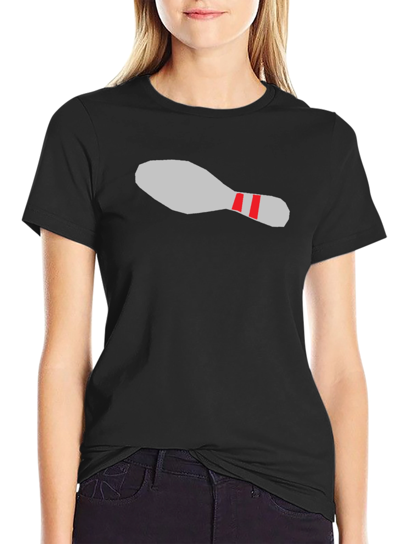 Bowling Pin Graphic Tee - Black Cotton Casual T-Shirt