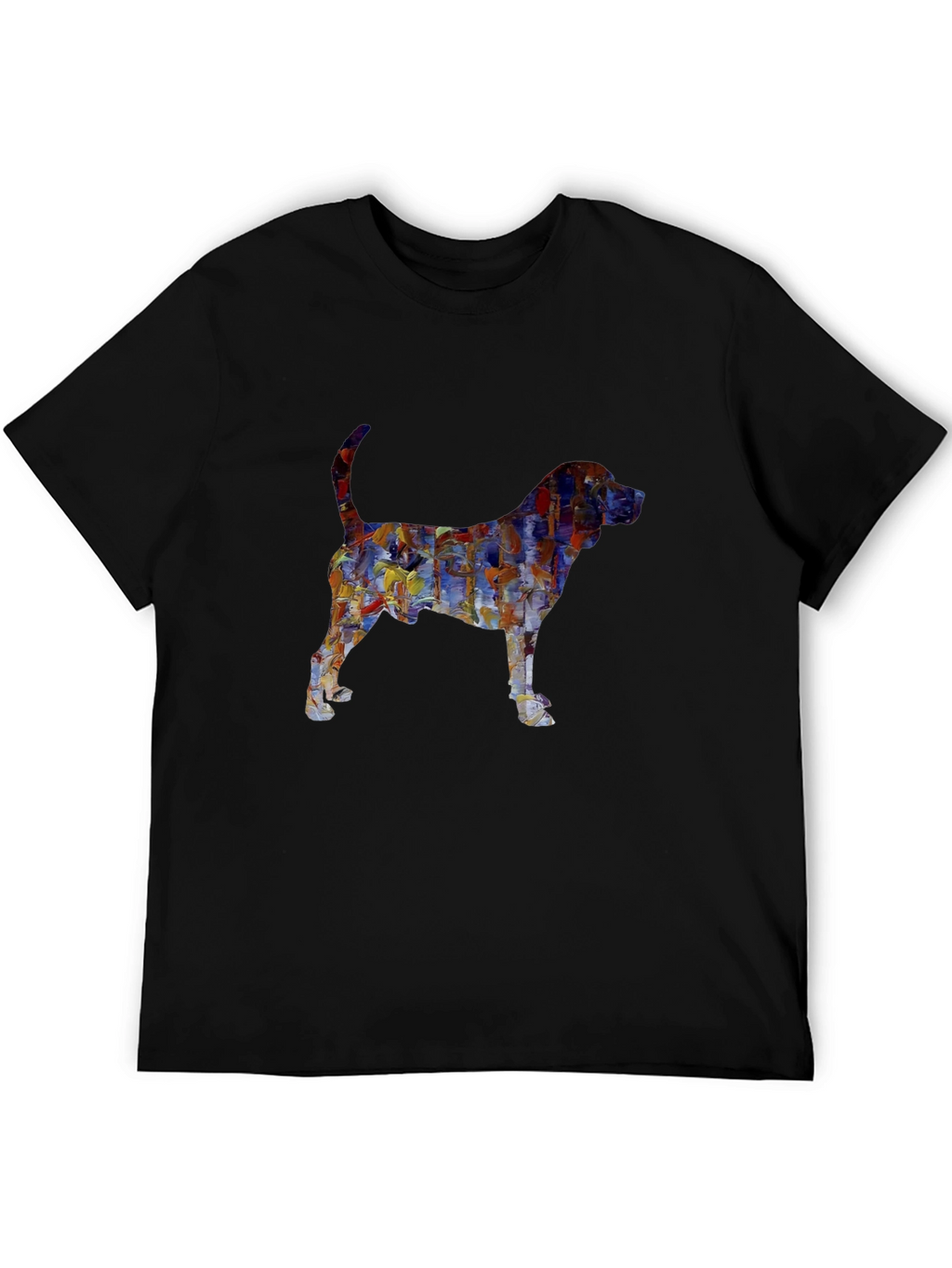 Abstract Dog Print Black T-Shirt