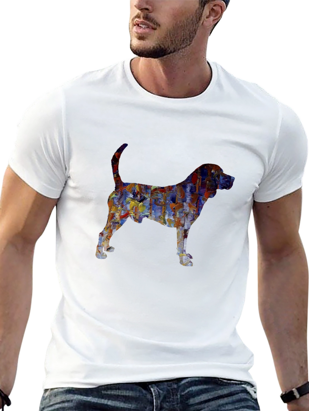 Abstract Dog Print Black T-Shirt