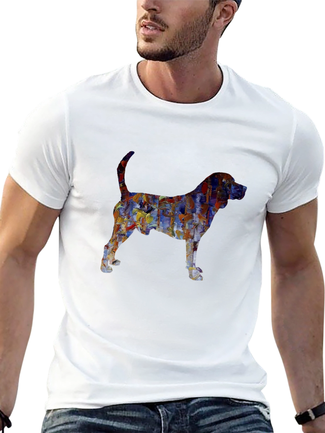Abstract Dog Print Black T-Shirt
