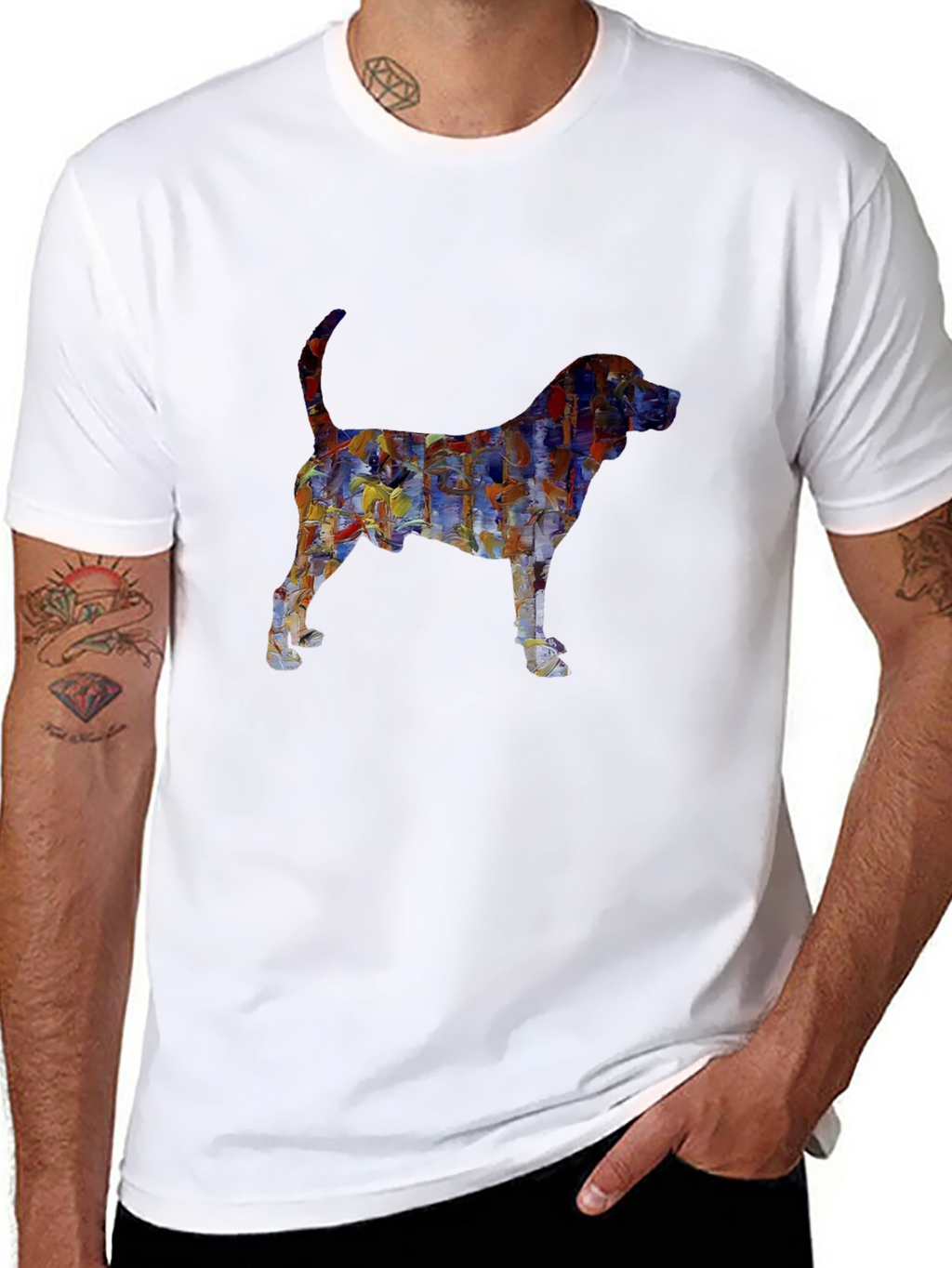 Abstract Dog Print Black T-Shirt