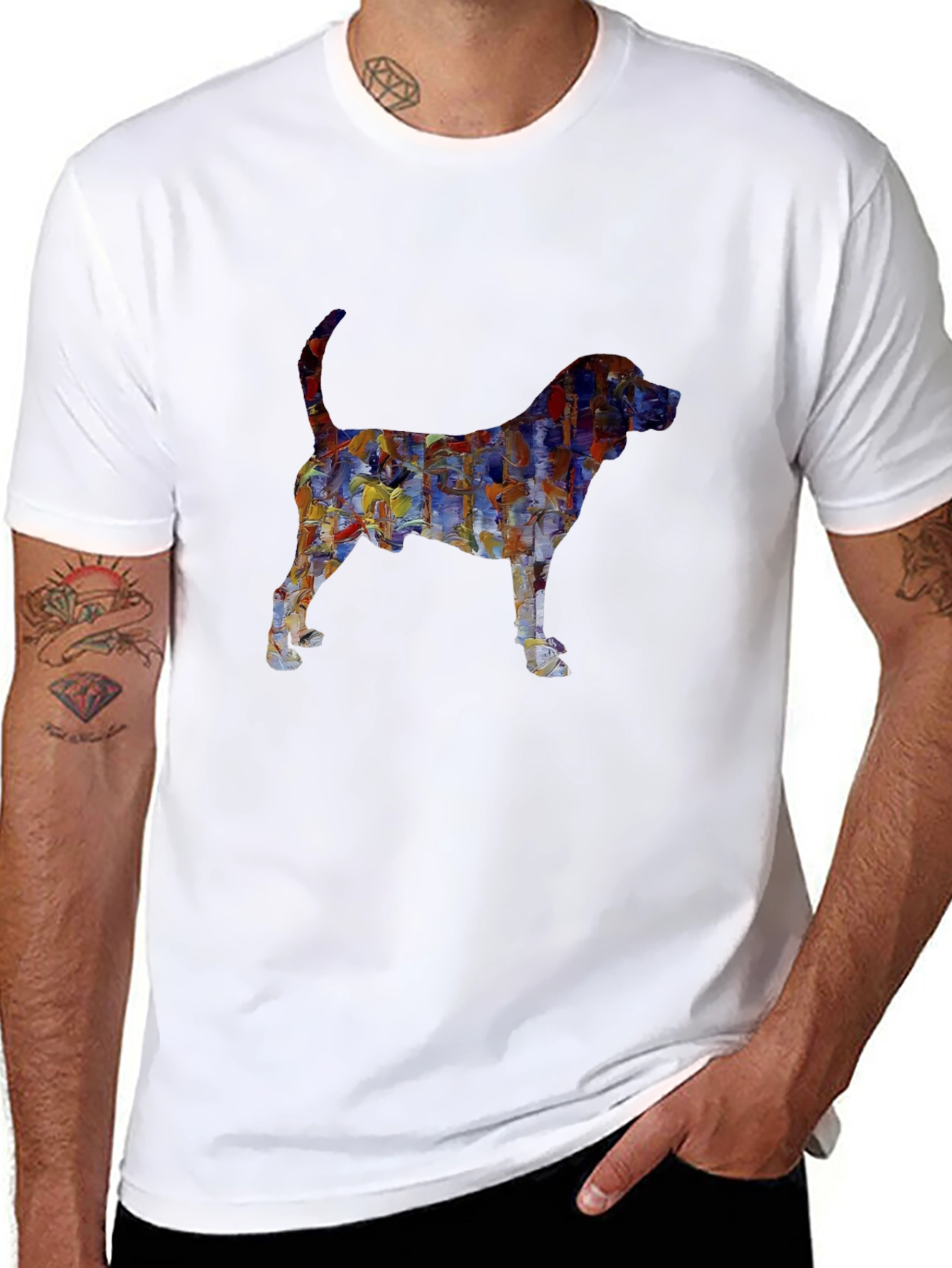 Abstract Dog Print Black T-Shirt