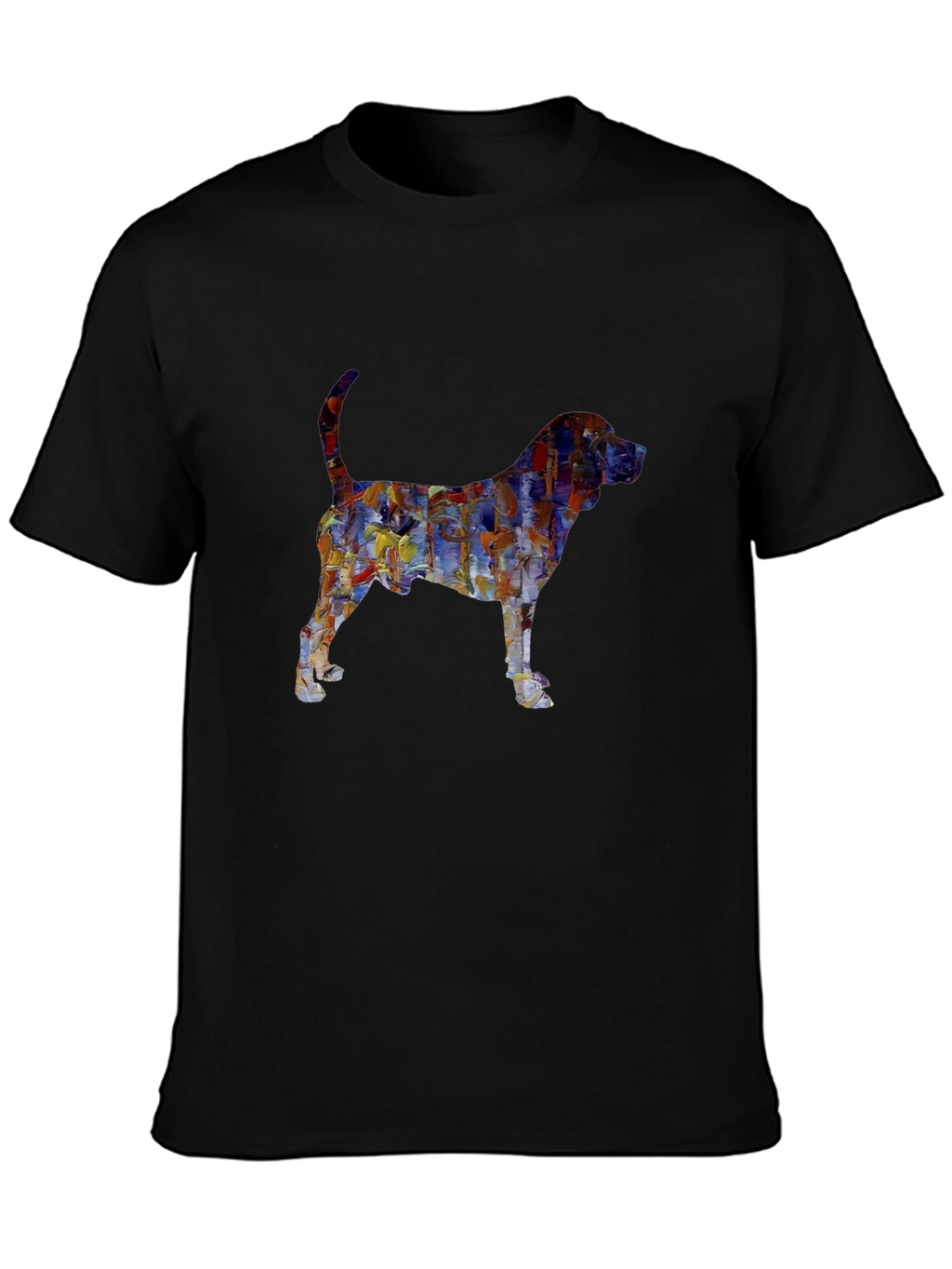 Abstract Dog Print Black T-Shirt
