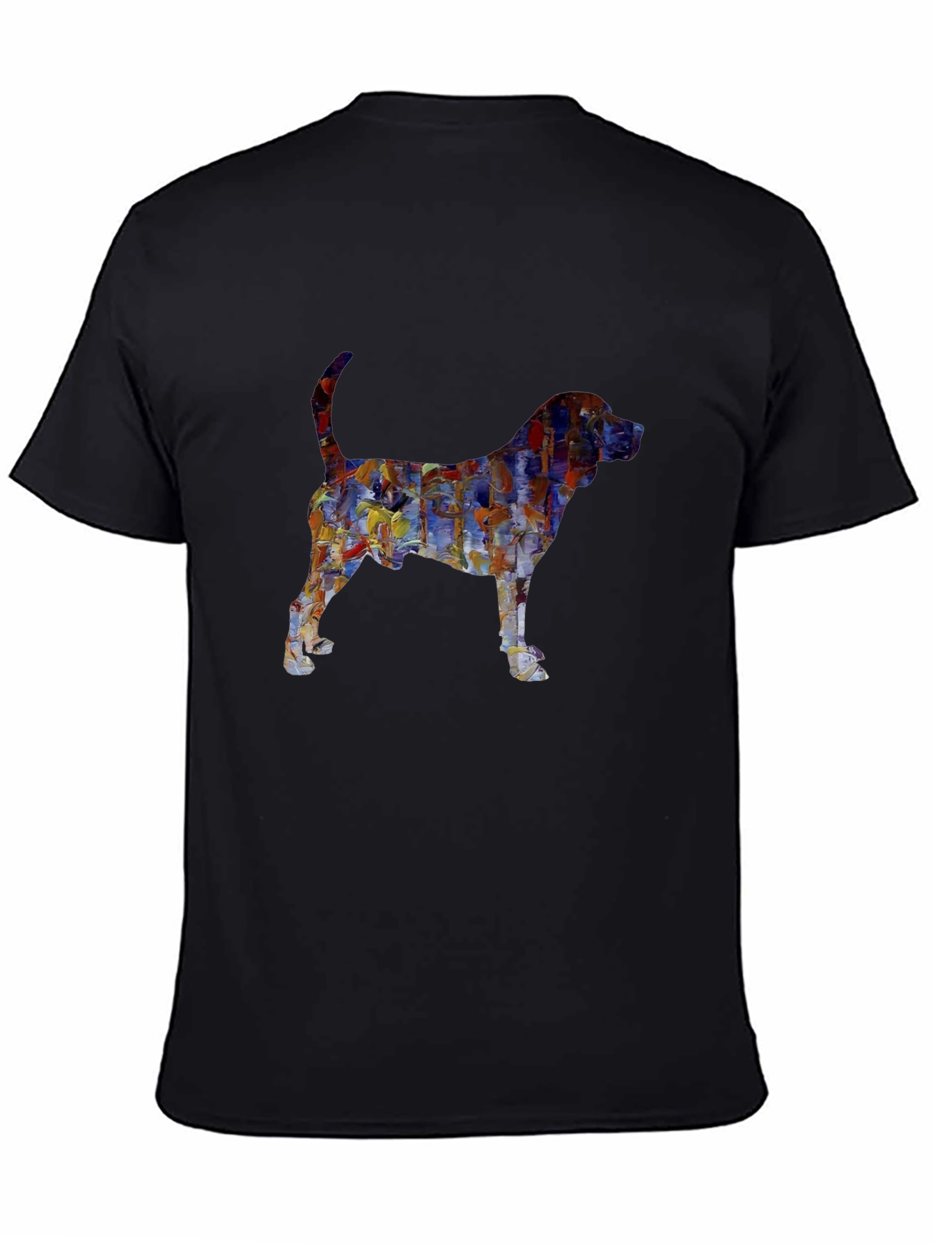 Abstract Dog Print Black T-Shirt