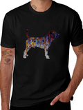Abstract Dog Print Black T-Shirt