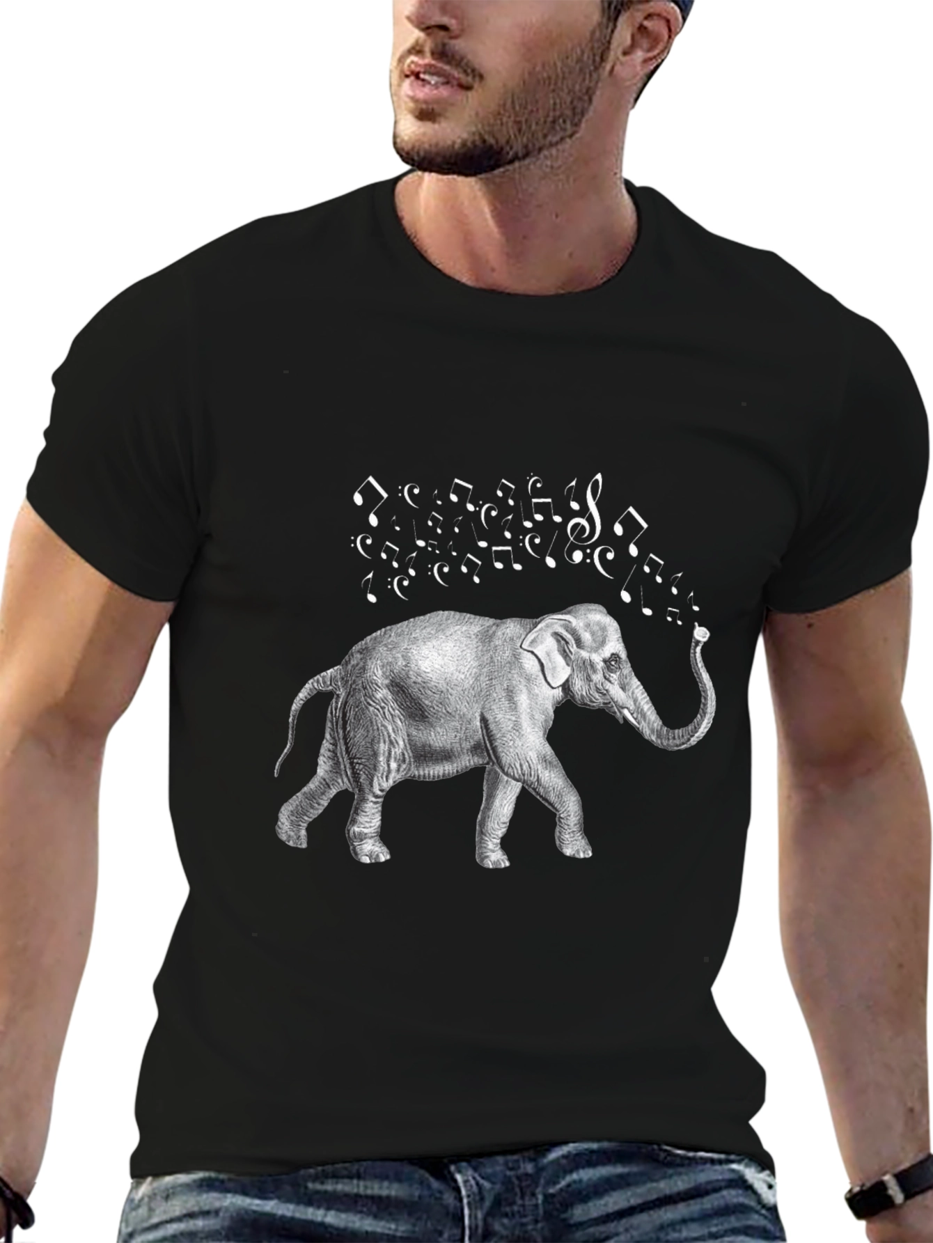 Musical Elephant Black T-Shirt