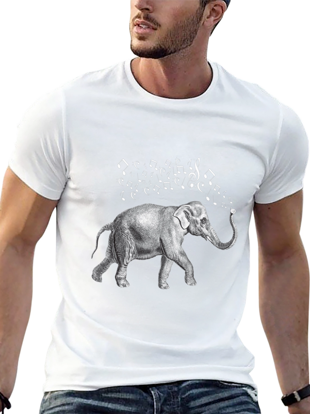 Musical Elephant Black T-Shirt