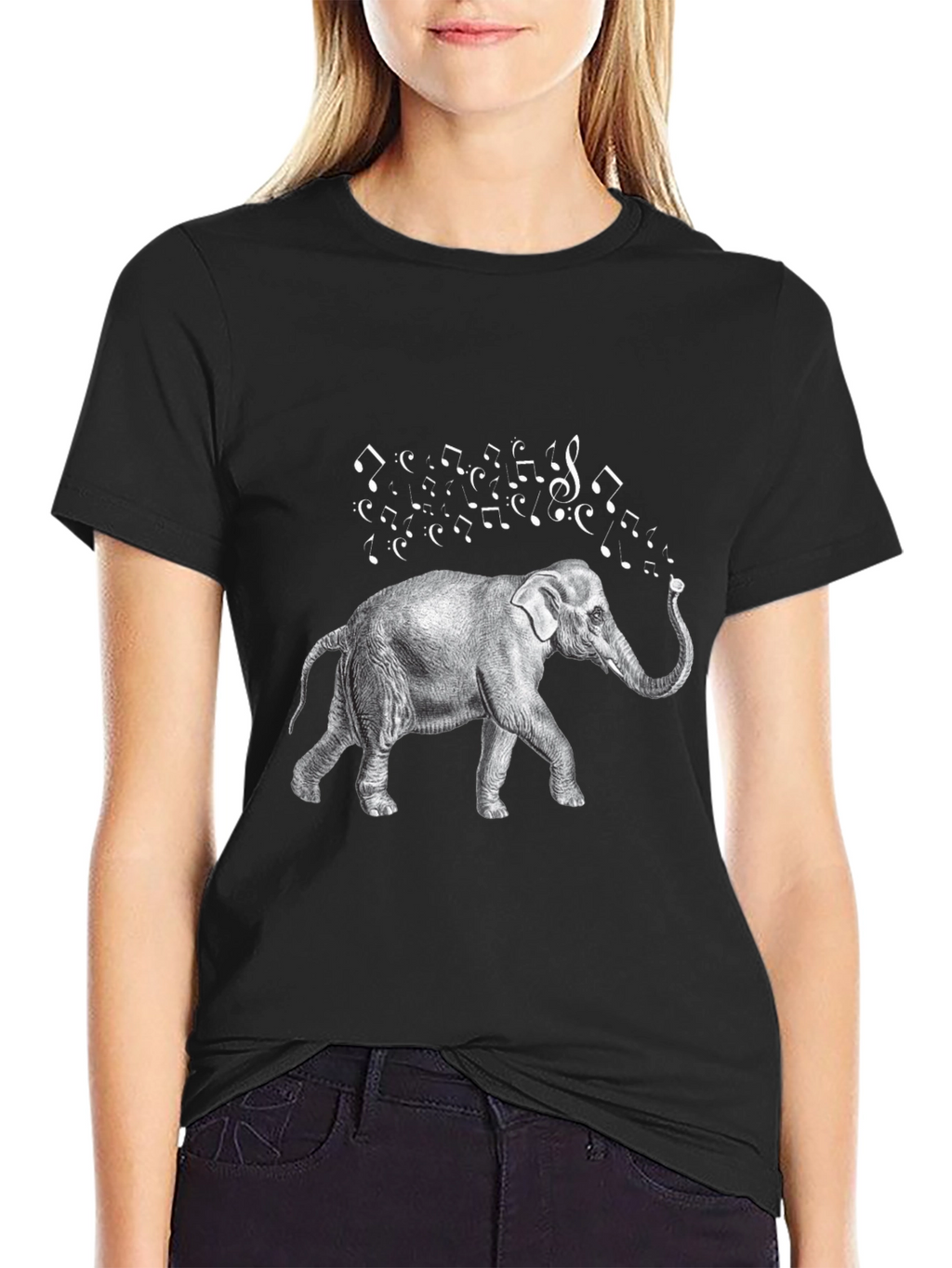 Musical Elephant Black T-Shirt