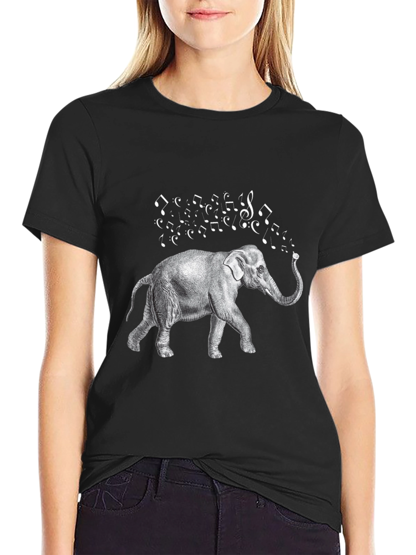 Musical Elephant Black T-Shirt