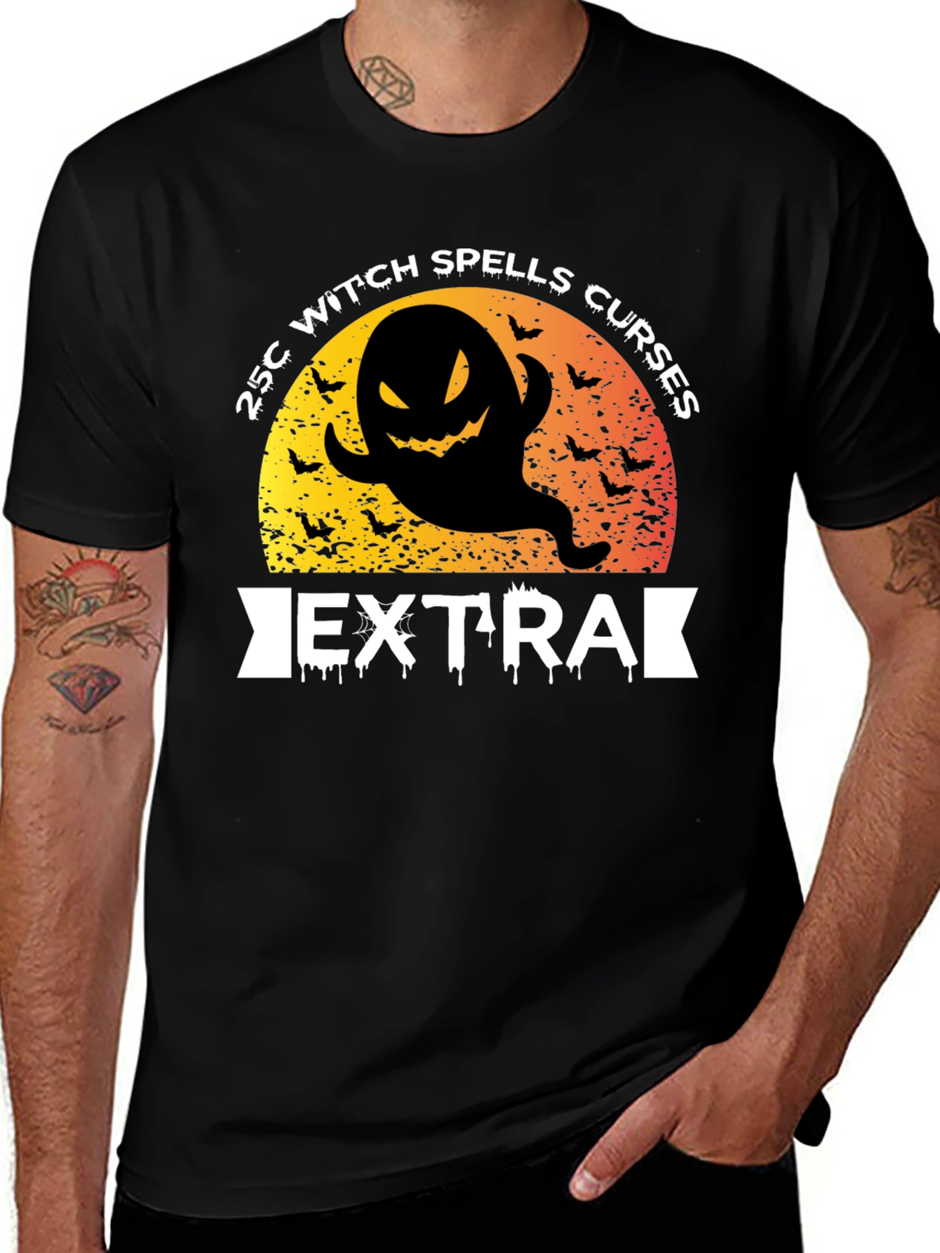 Halloween Witch Spells Curses Extra Black T-Shirt