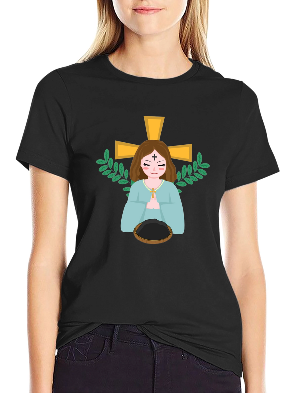 Religious Cartoon Graphic Tee - Black Unisex