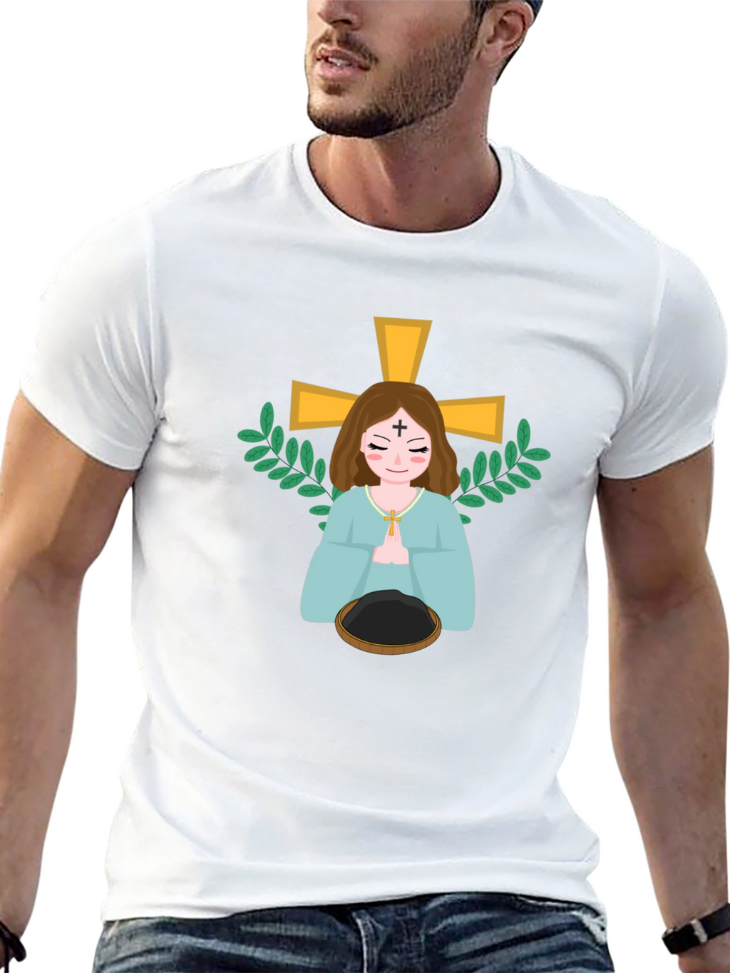 Religious Cartoon Graphic Tee - Black Unisex