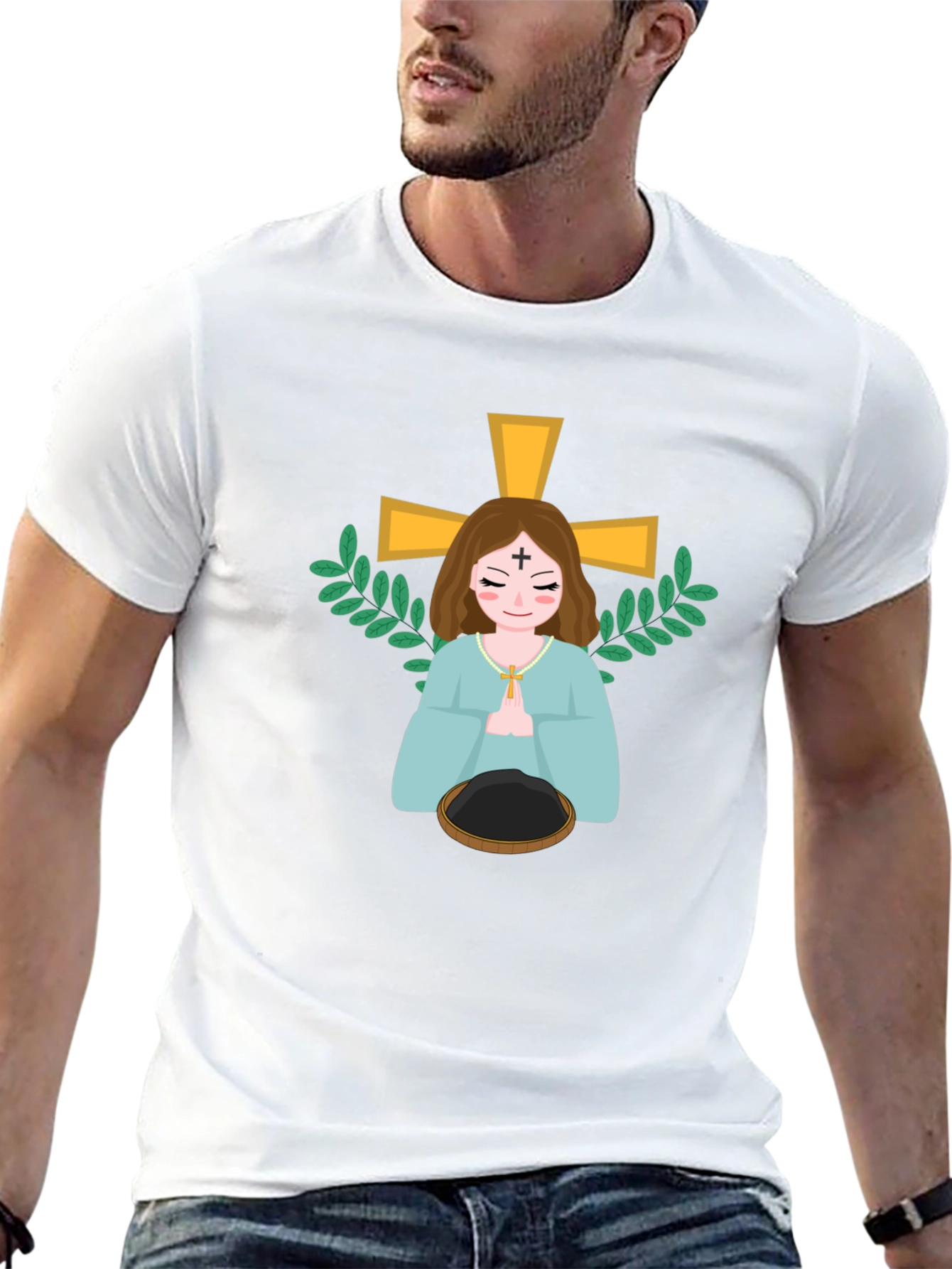 Religious Cartoon Graphic Tee - Black Unisex
