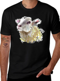 Sheep Graphic Tee - Black Cotton Shirt