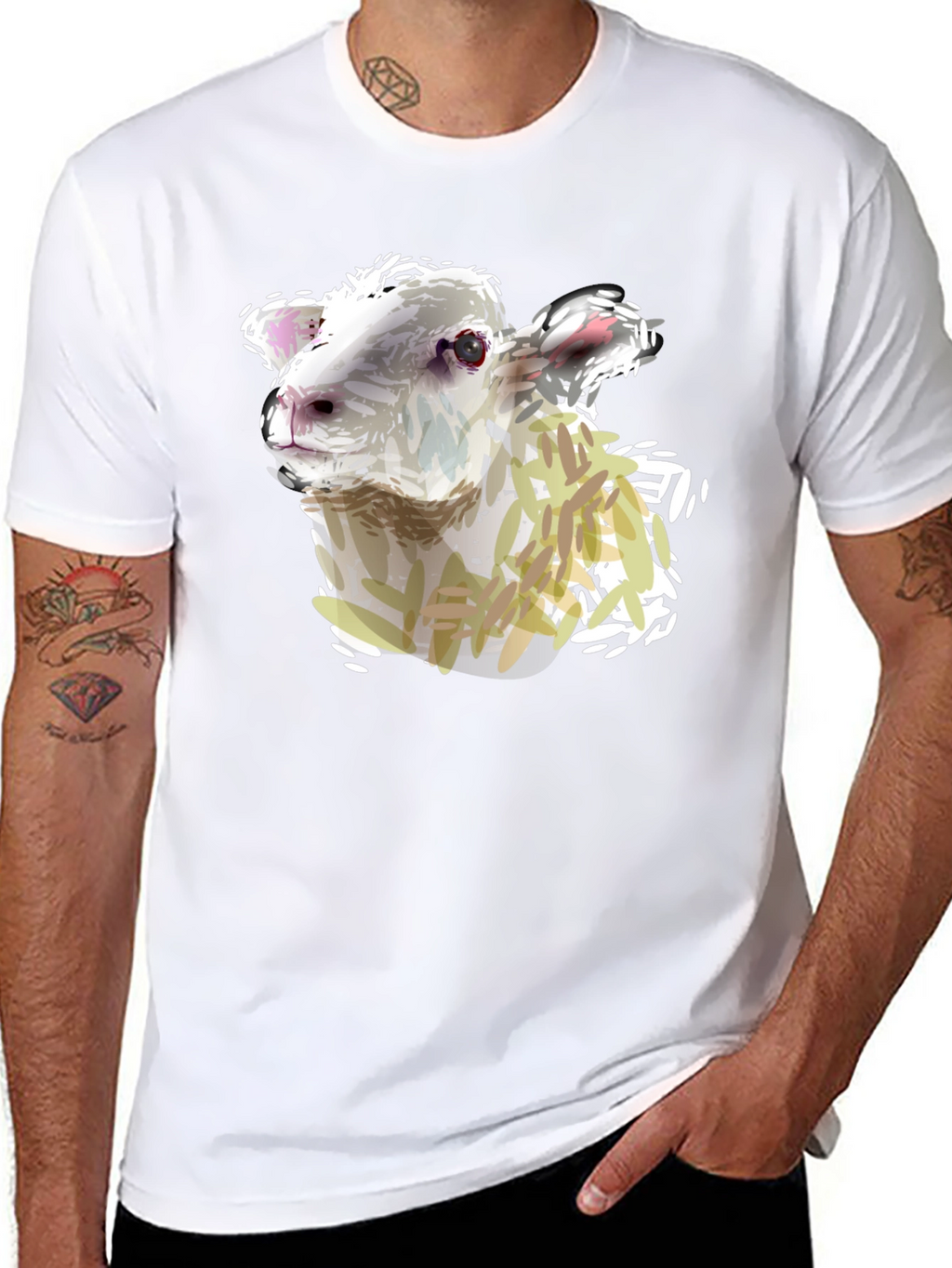 Sheep Graphic Tee - Black Cotton Shirt