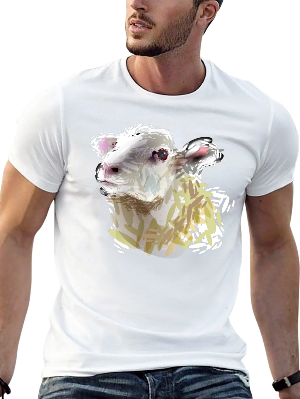 Sheep Graphic Tee - Black Cotton Shirt