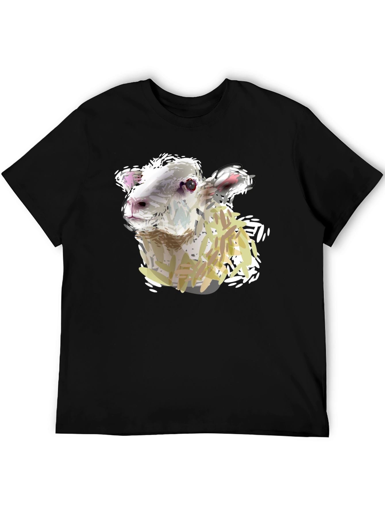 Sheep Graphic Tee - Black Cotton Shirt