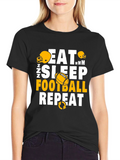Eat Sleep Football Repeat Graphic Tee