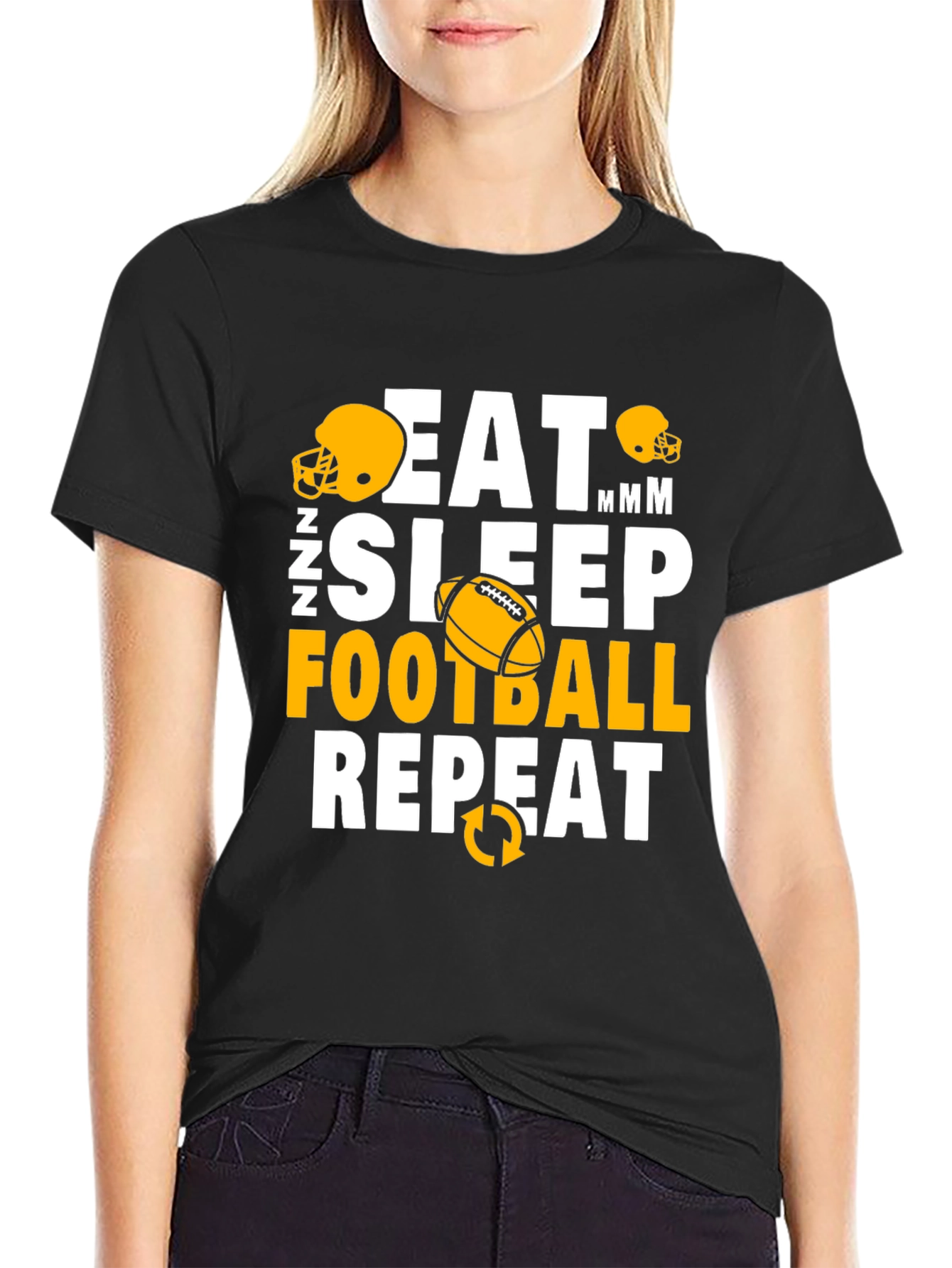 Eat Sleep Football Repeat Graphic Tee