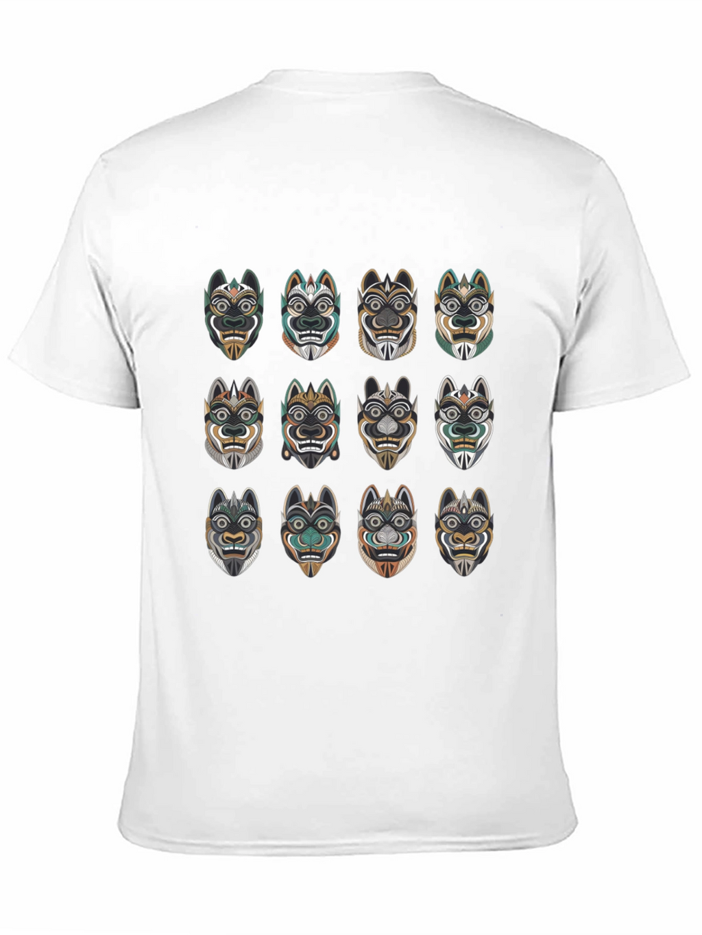 Tribal Mask Graphic Tee - Unique Design