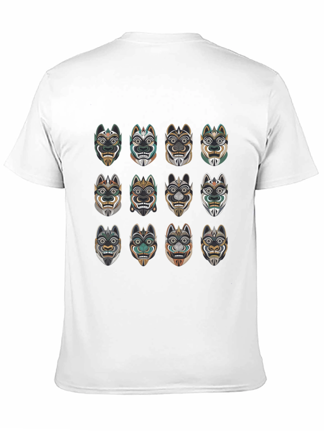 Tribal Mask Graphic Tee - Unique Design