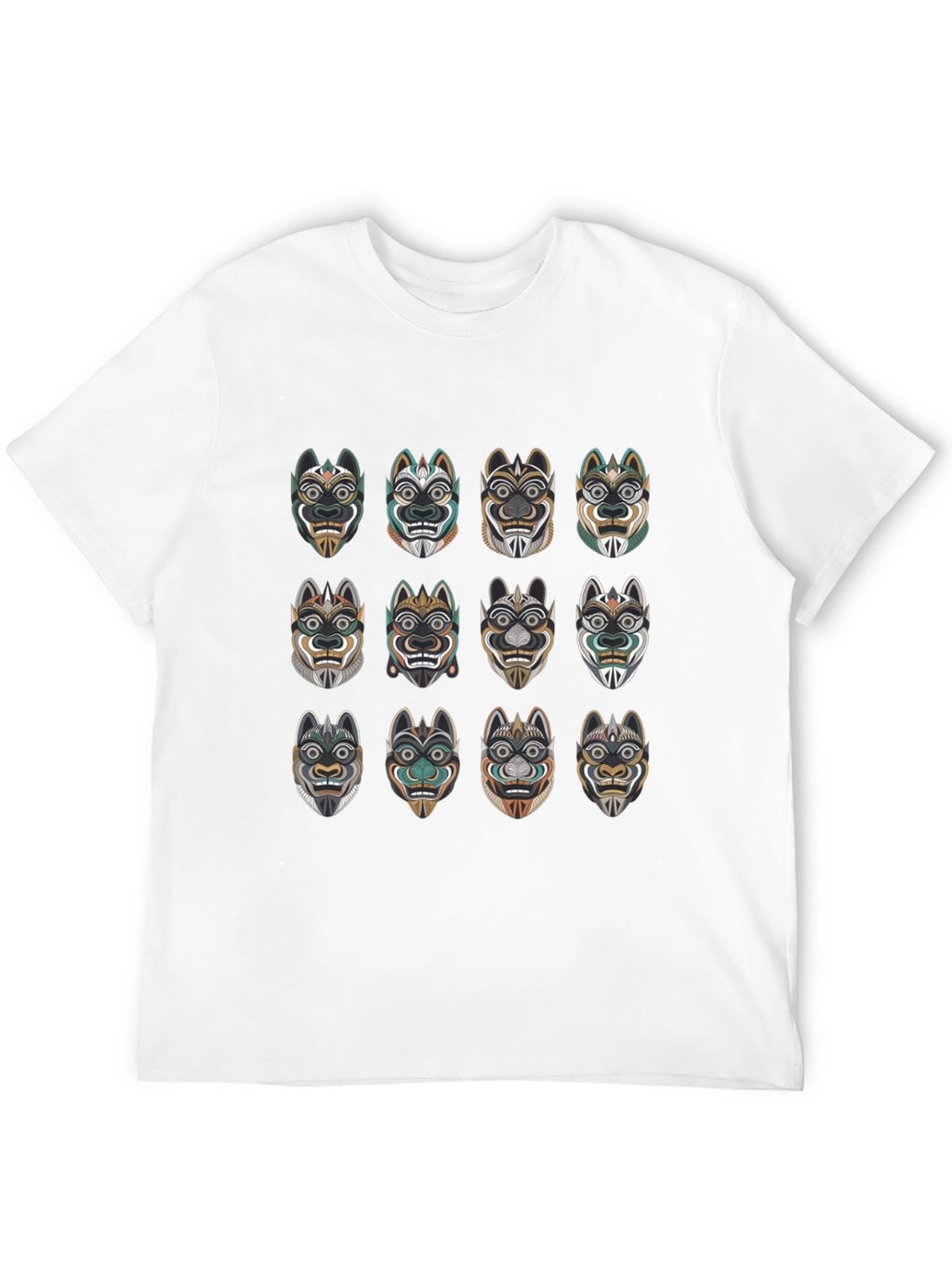 Tribal Mask Graphic Tee - Unique Design
