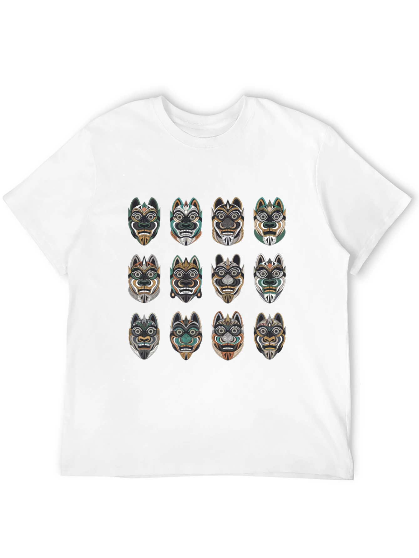 Tribal Mask Graphic Tee - Unique Design