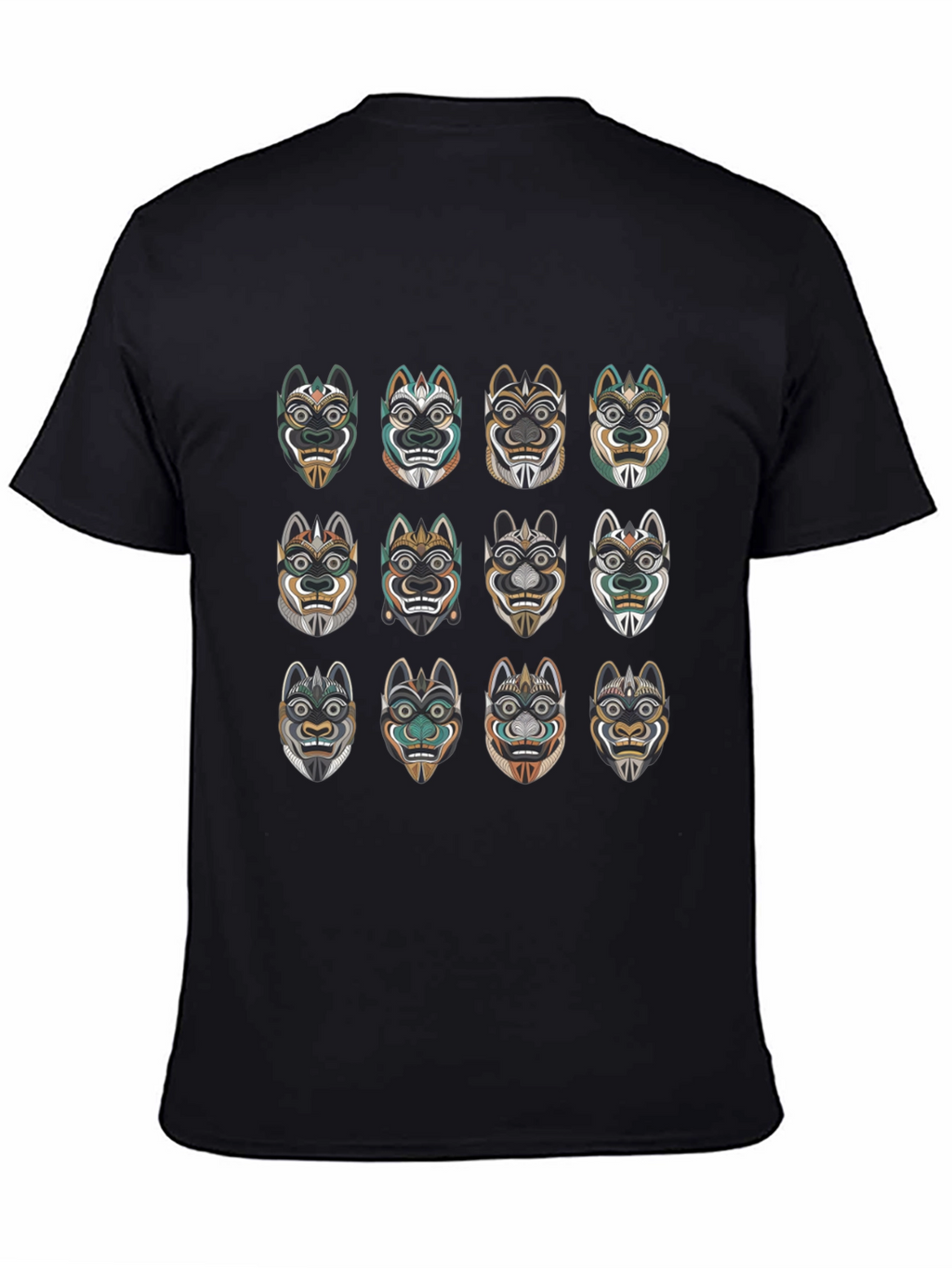 Tribal Mask Graphic Tee - Unique Design