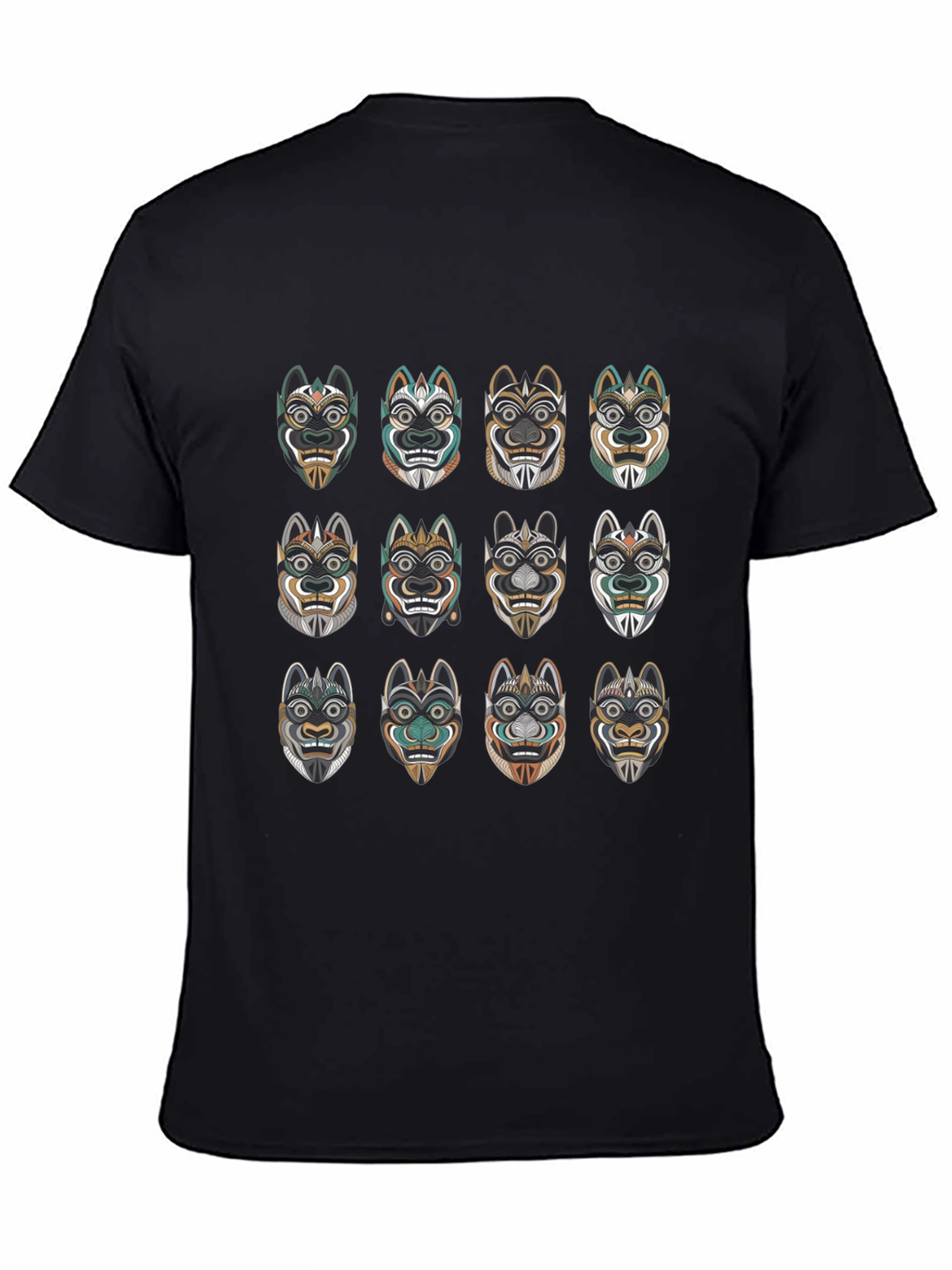 Tribal Mask Graphic Tee - Unique Design