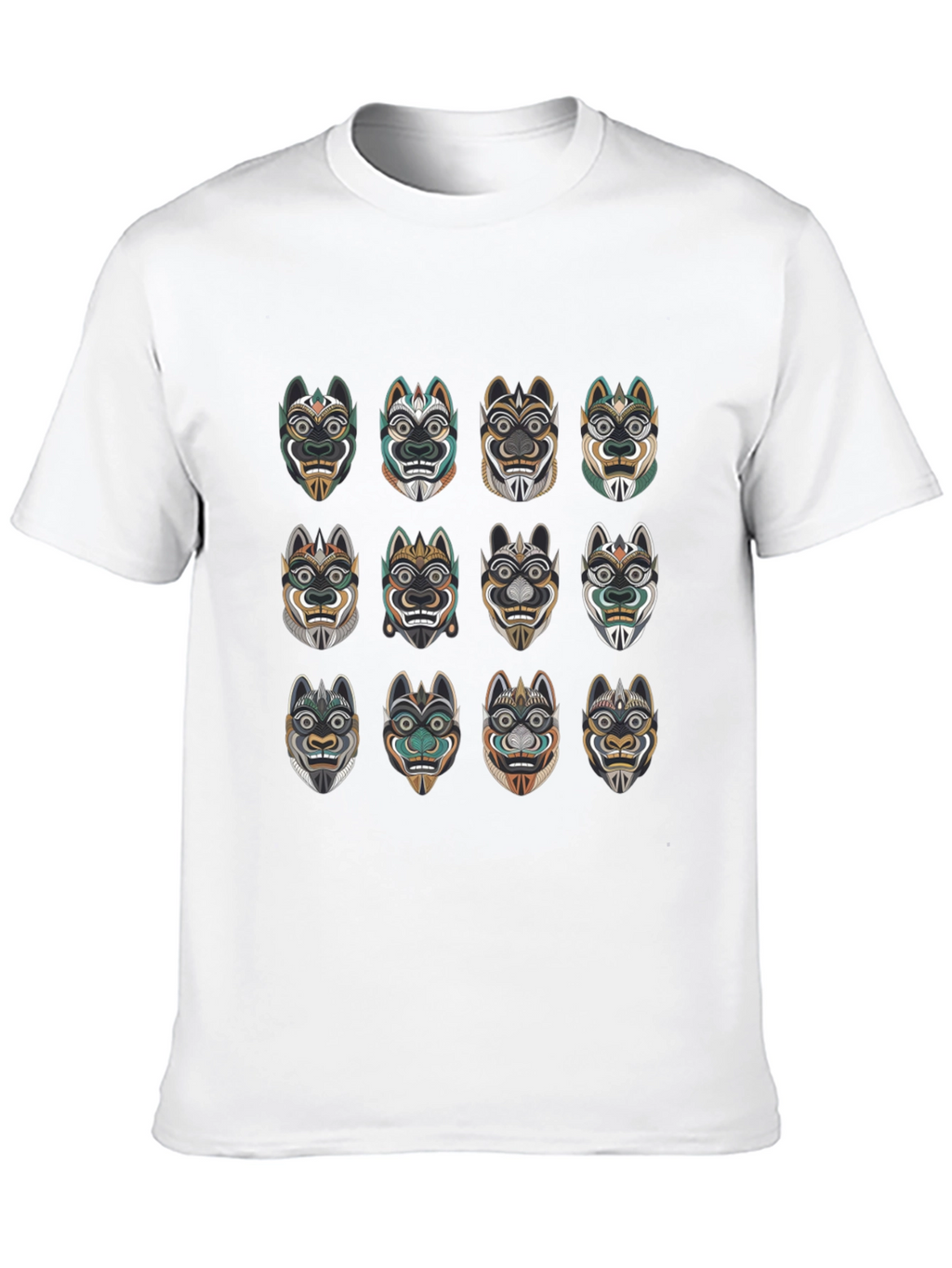 Tribal Mask Graphic Tee - Unique Design