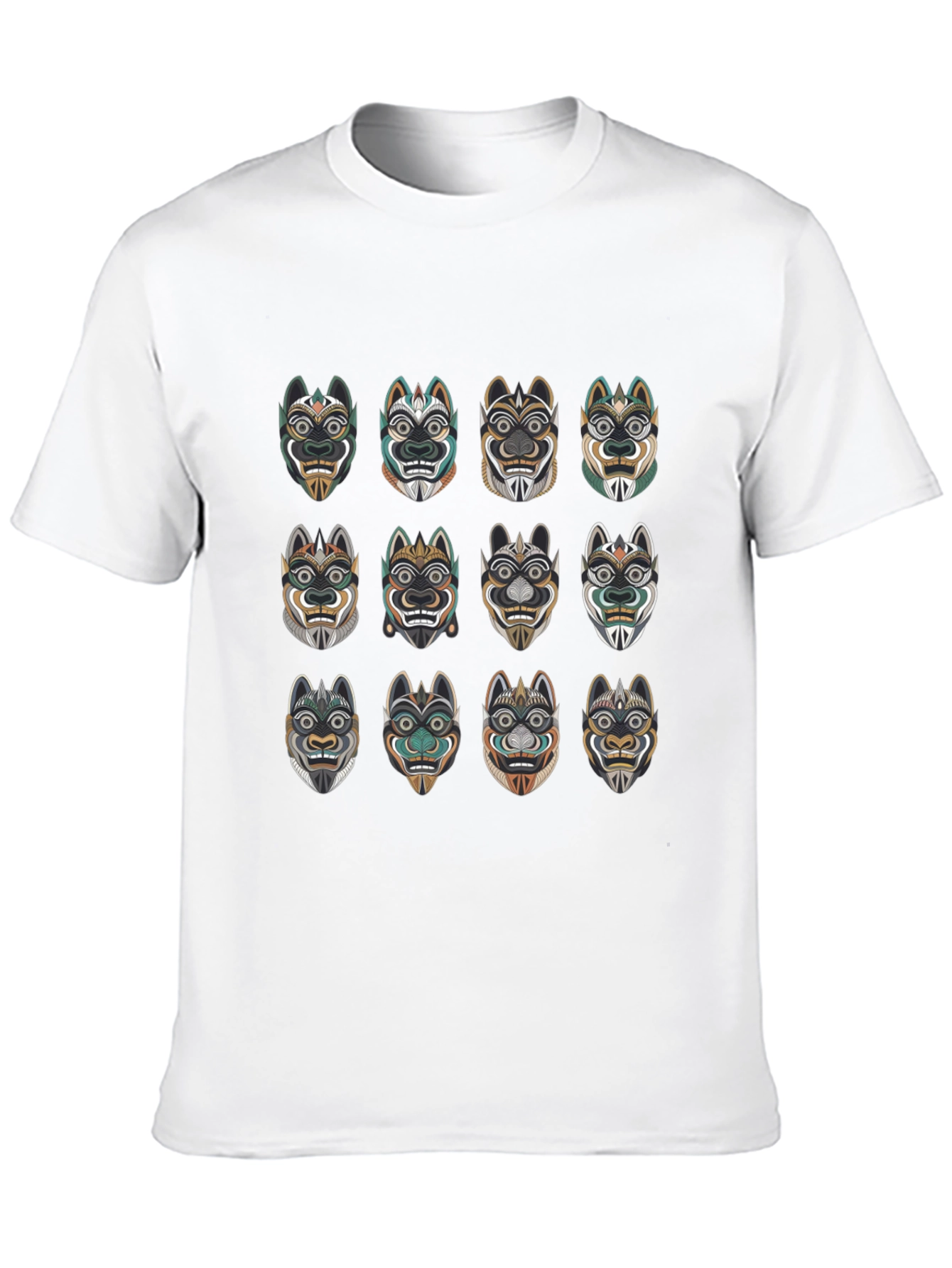 Tribal Mask Graphic Tee - Unique Design