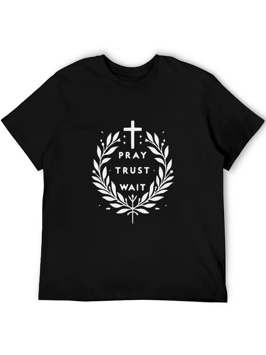 Pray Trust Wait Graphic T-Shirt - Christian Faith Tee
