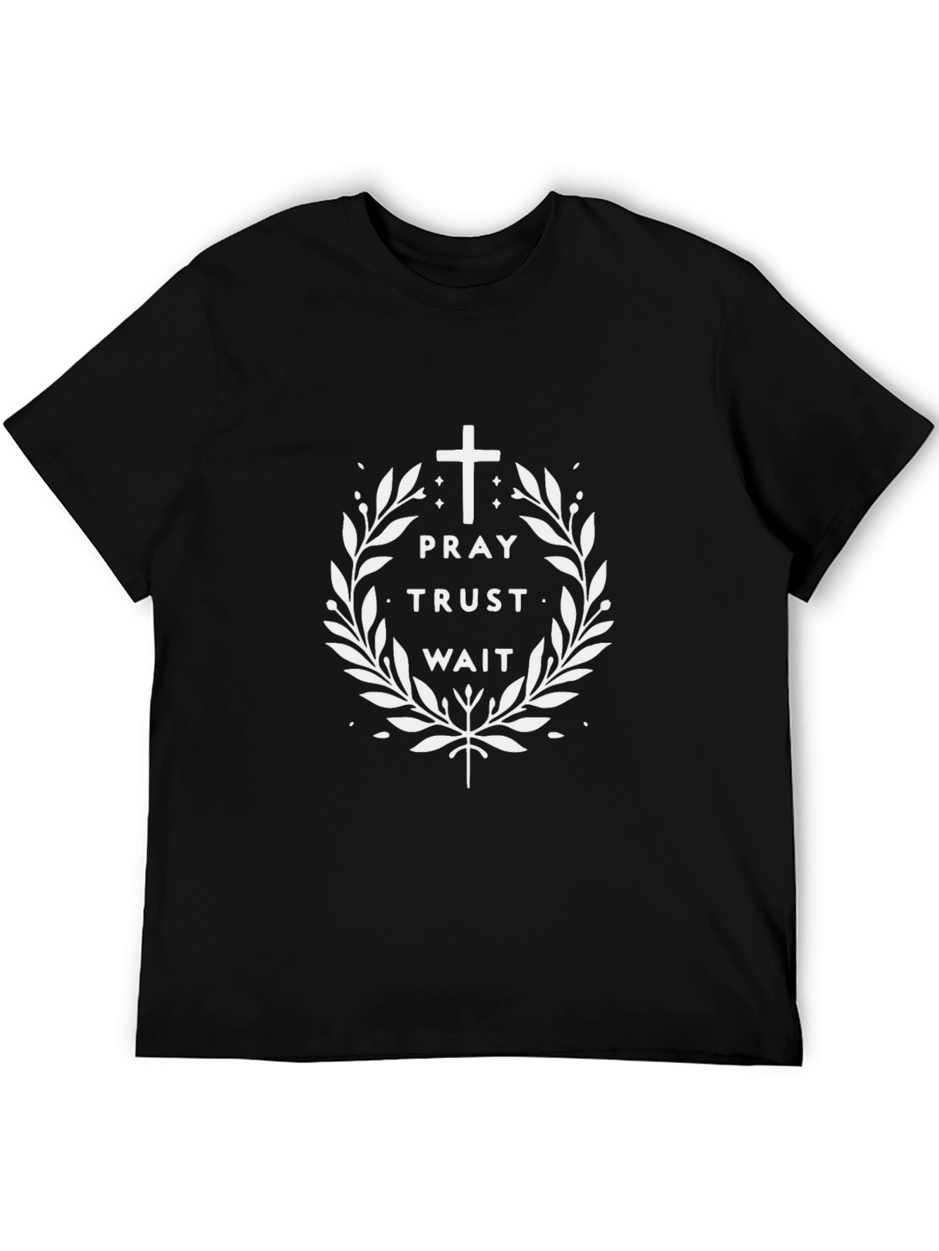 Pray Trust Wait Graphic T-Shirt - Christian Faith Tee