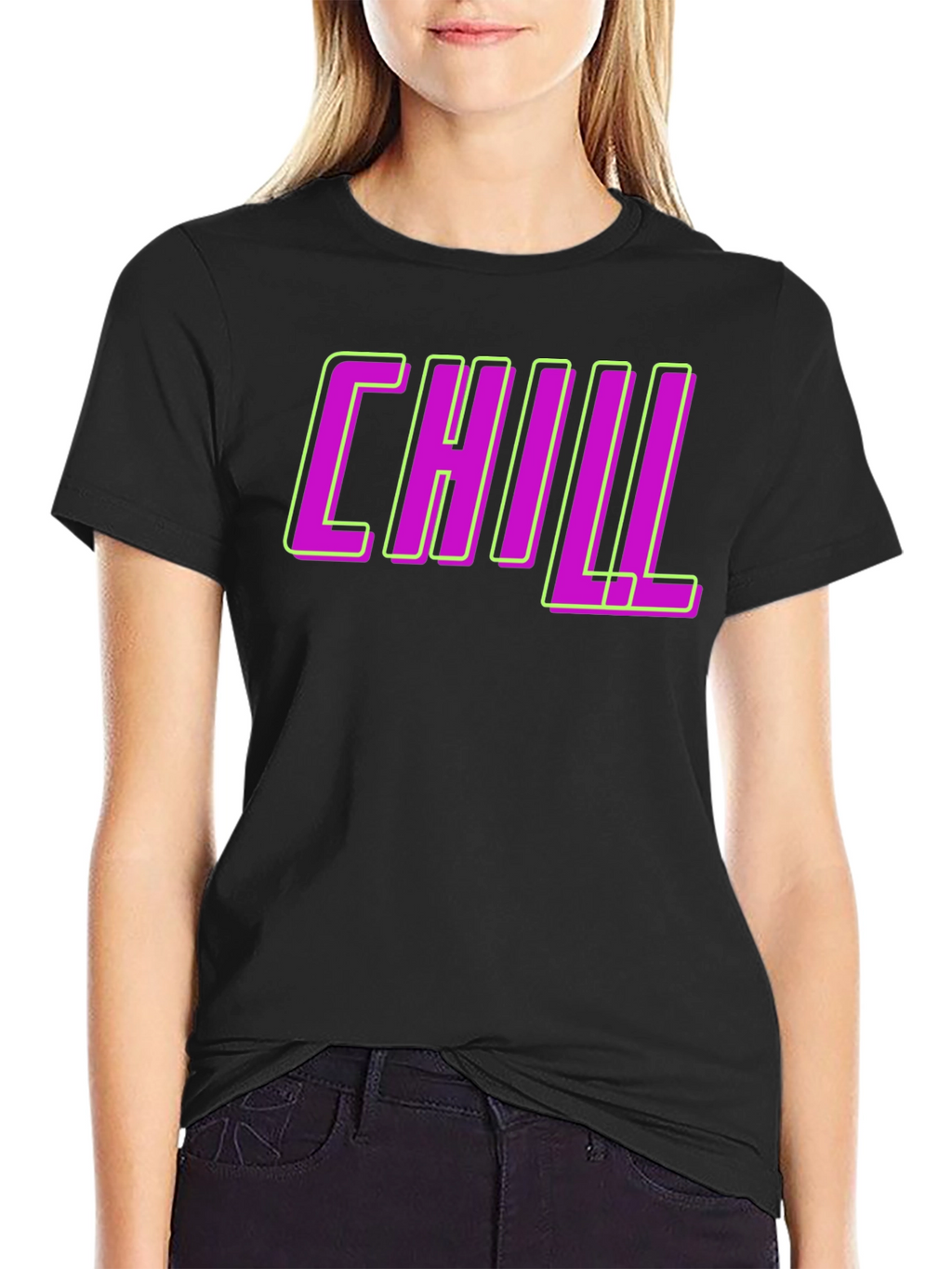 Chill Graphic Tee - Black Crew Neck T-Shirt