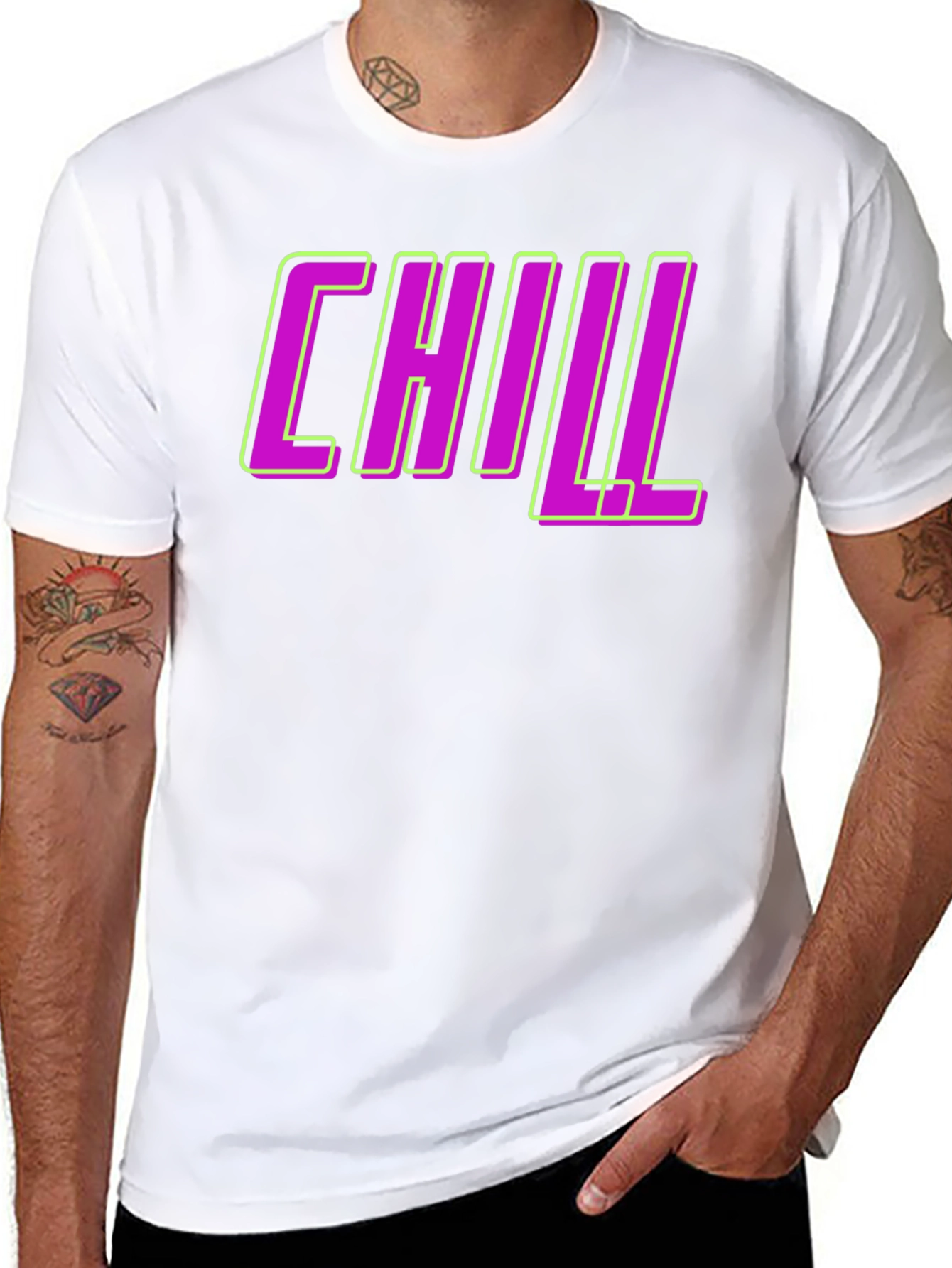 Chill Graphic Tee - Black Crew Neck T-Shirt
