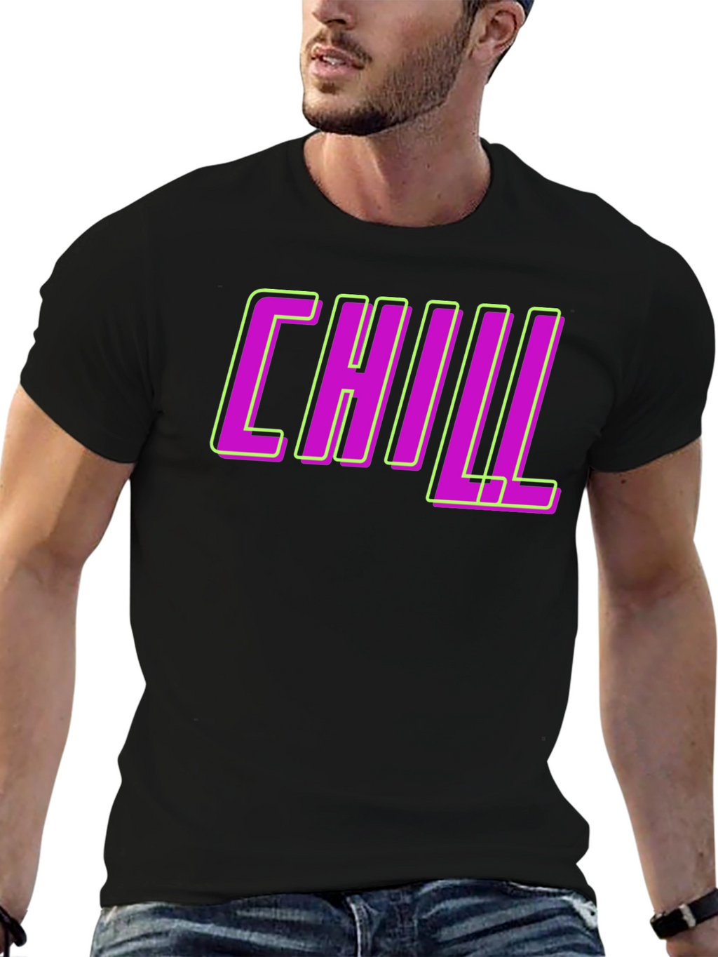 Chill Graphic Tee - Black Crew Neck T-Shirt