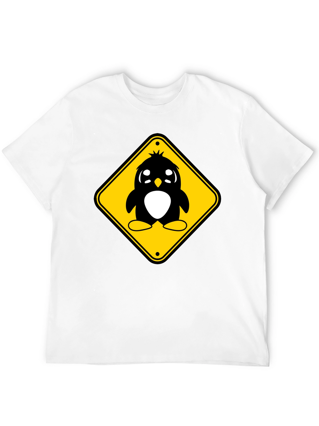 Cute Penguin Crossing T-Shirt - Black Cotton Tee