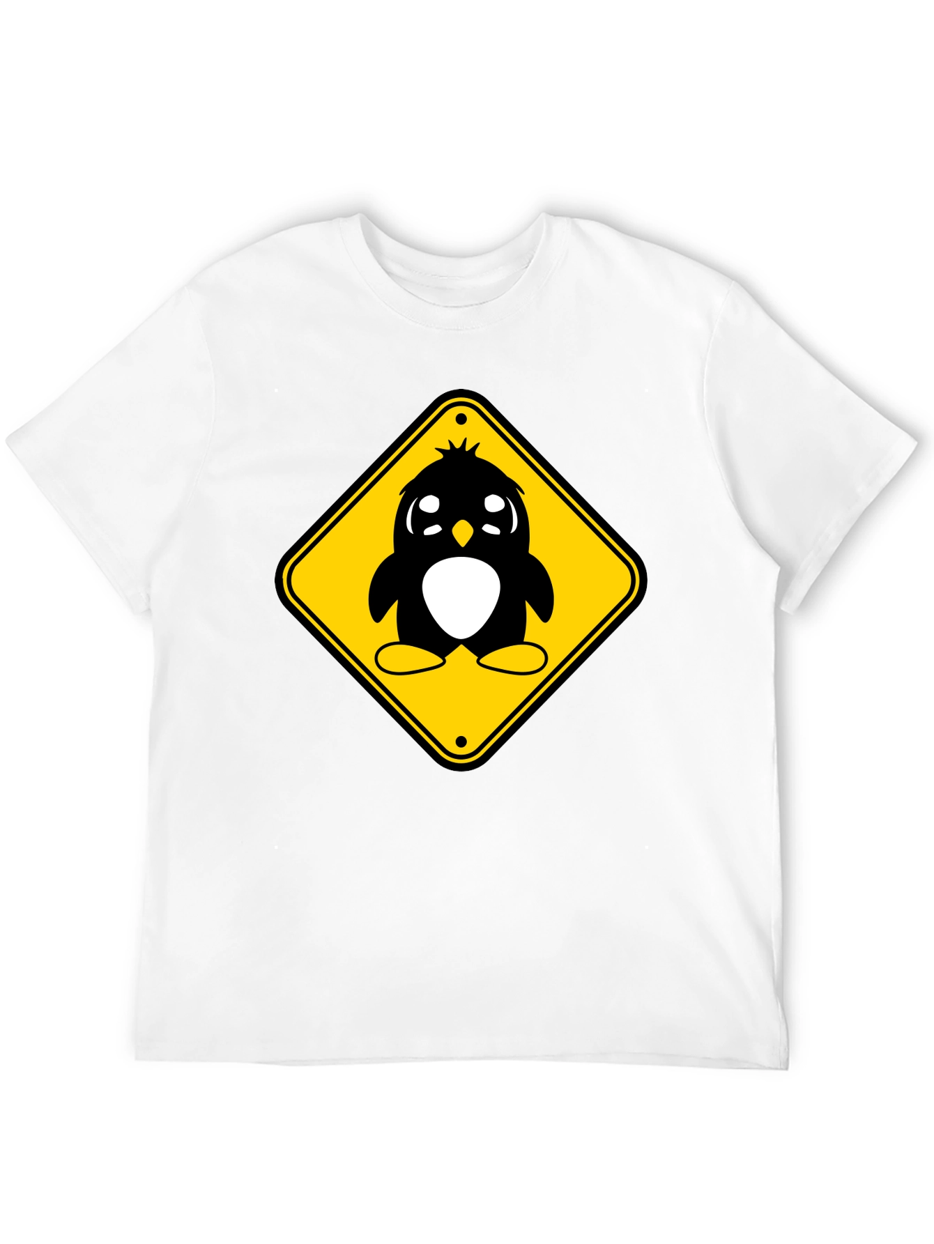 Cute Penguin Crossing T-Shirt - Black Cotton Tee