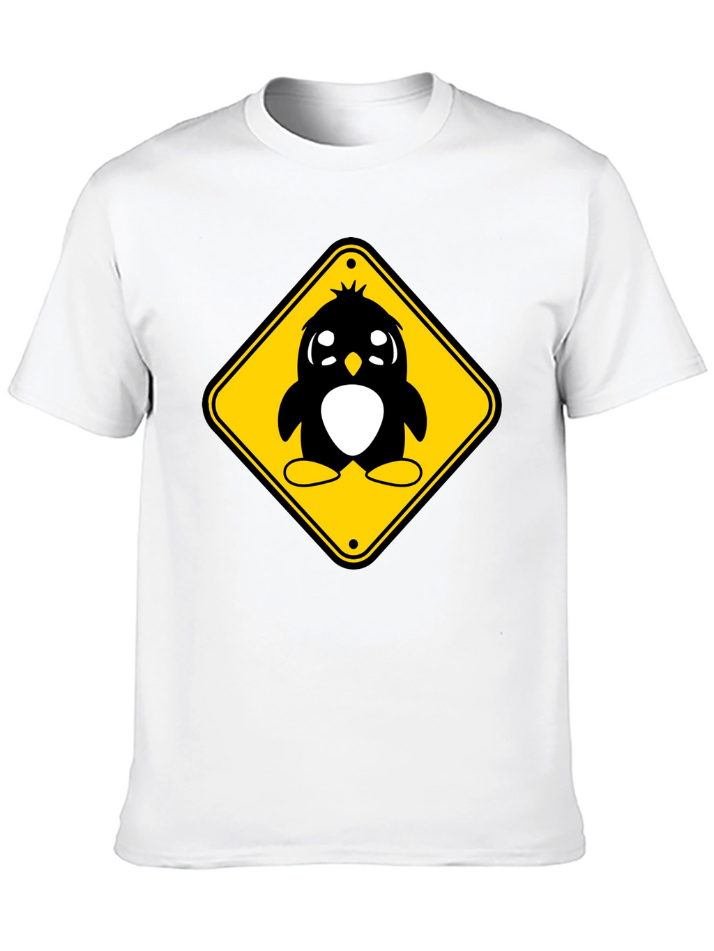 Cute Penguin Crossing T-Shirt - Black Cotton Tee