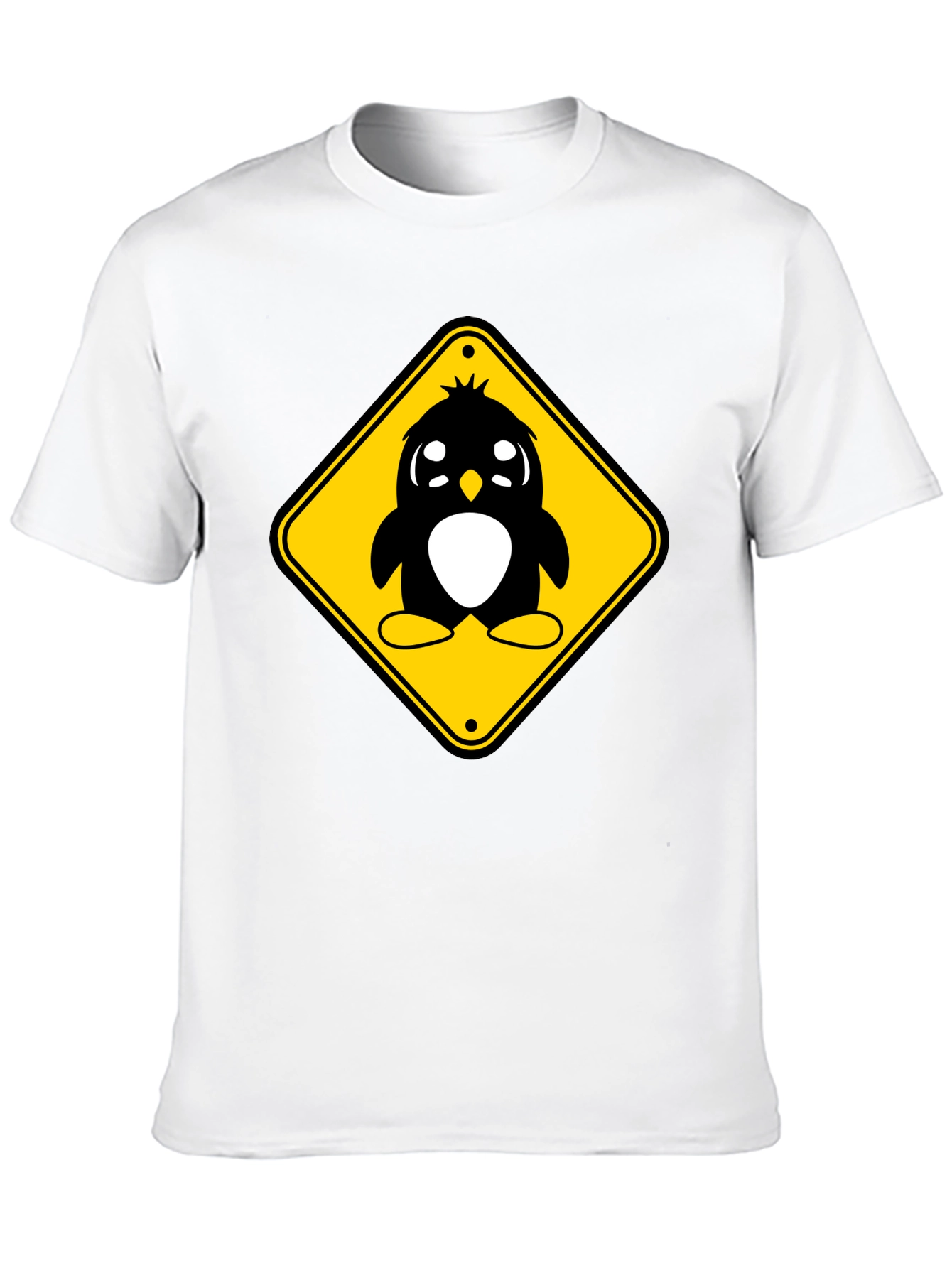 Cute Penguin Crossing T-Shirt - Black Cotton Tee