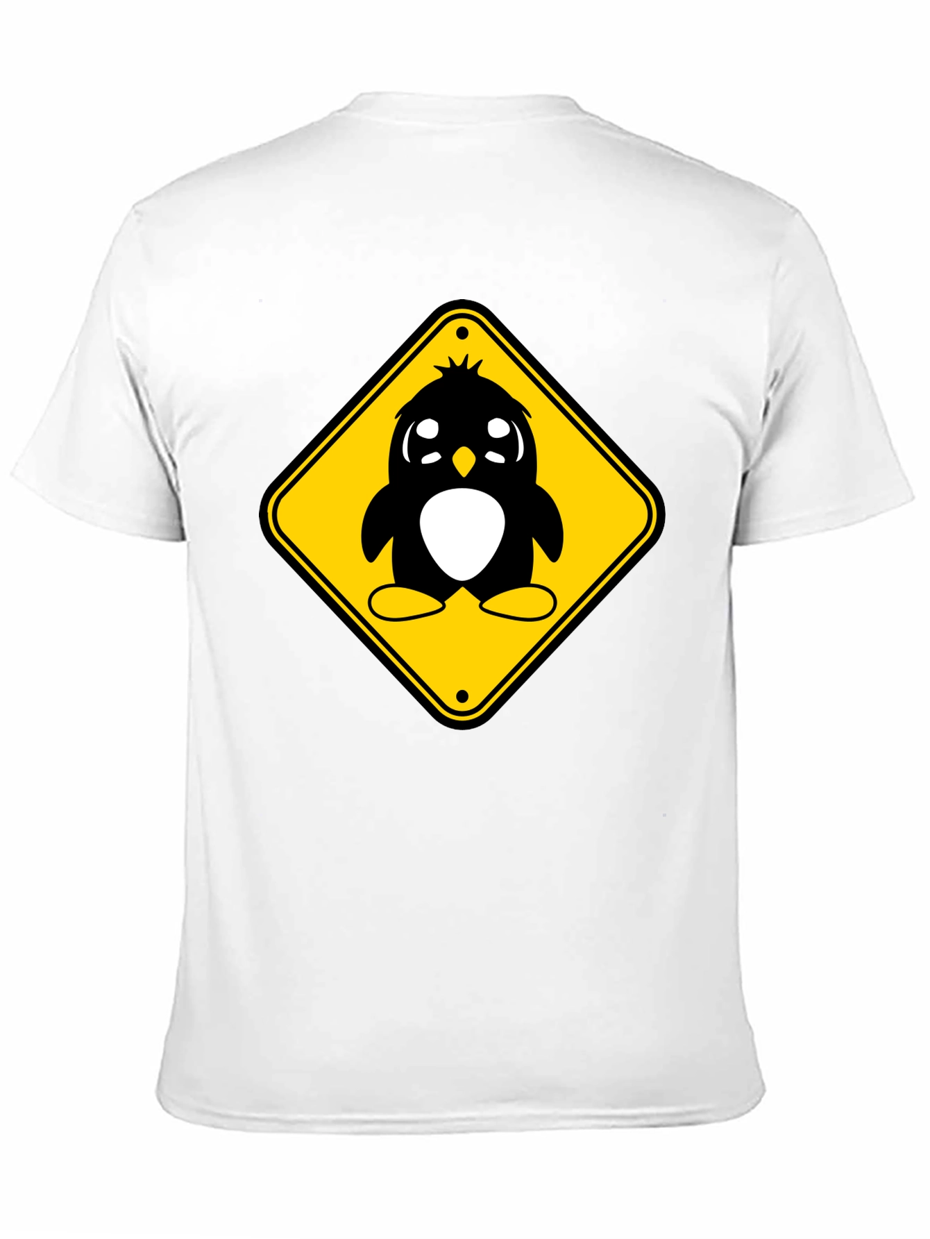 Cute Penguin Crossing T-Shirt - Black Cotton Tee