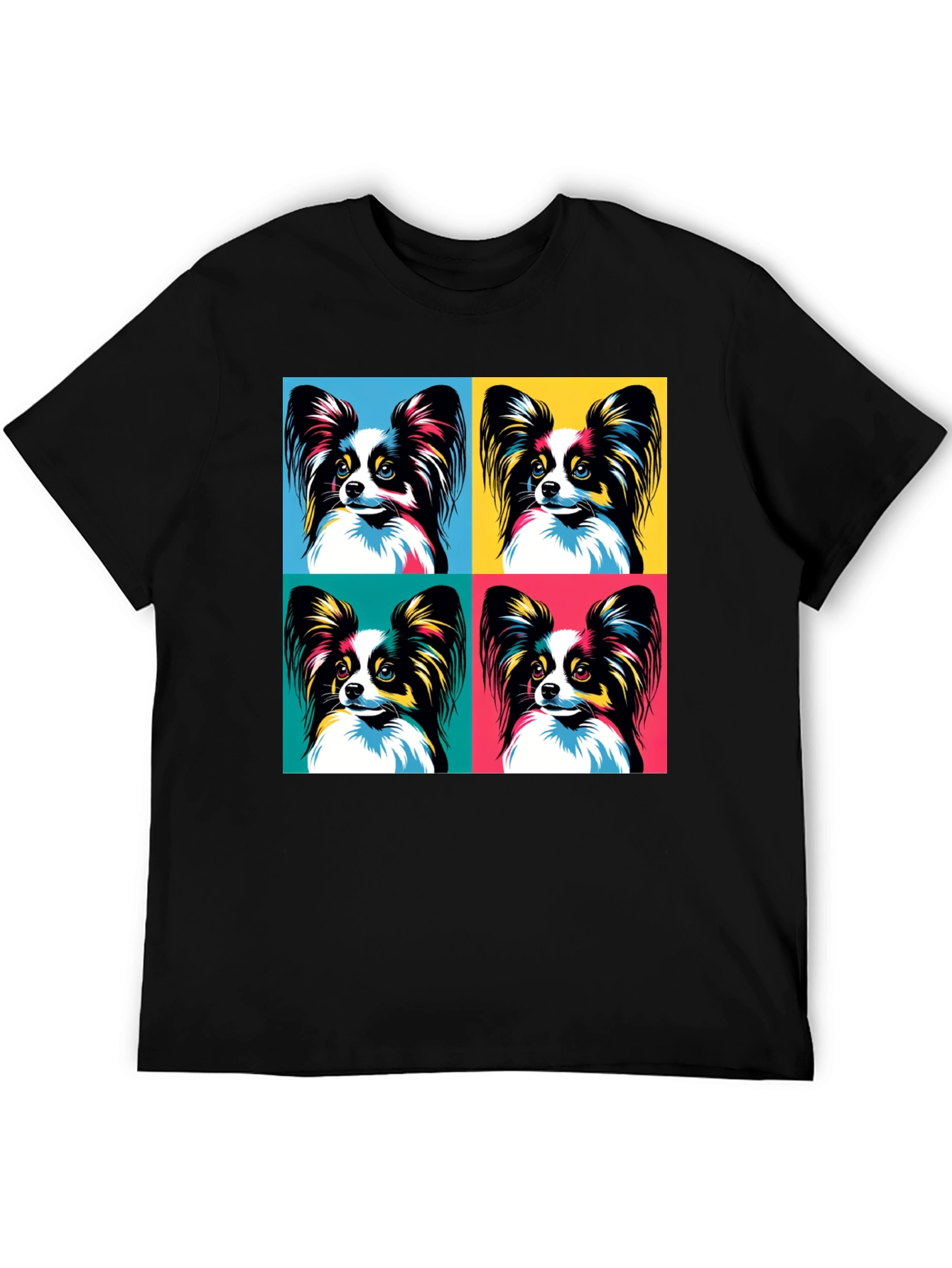 Pop Art Papillon Dog Graphic Tee - Stylish Pet Lover Shirt