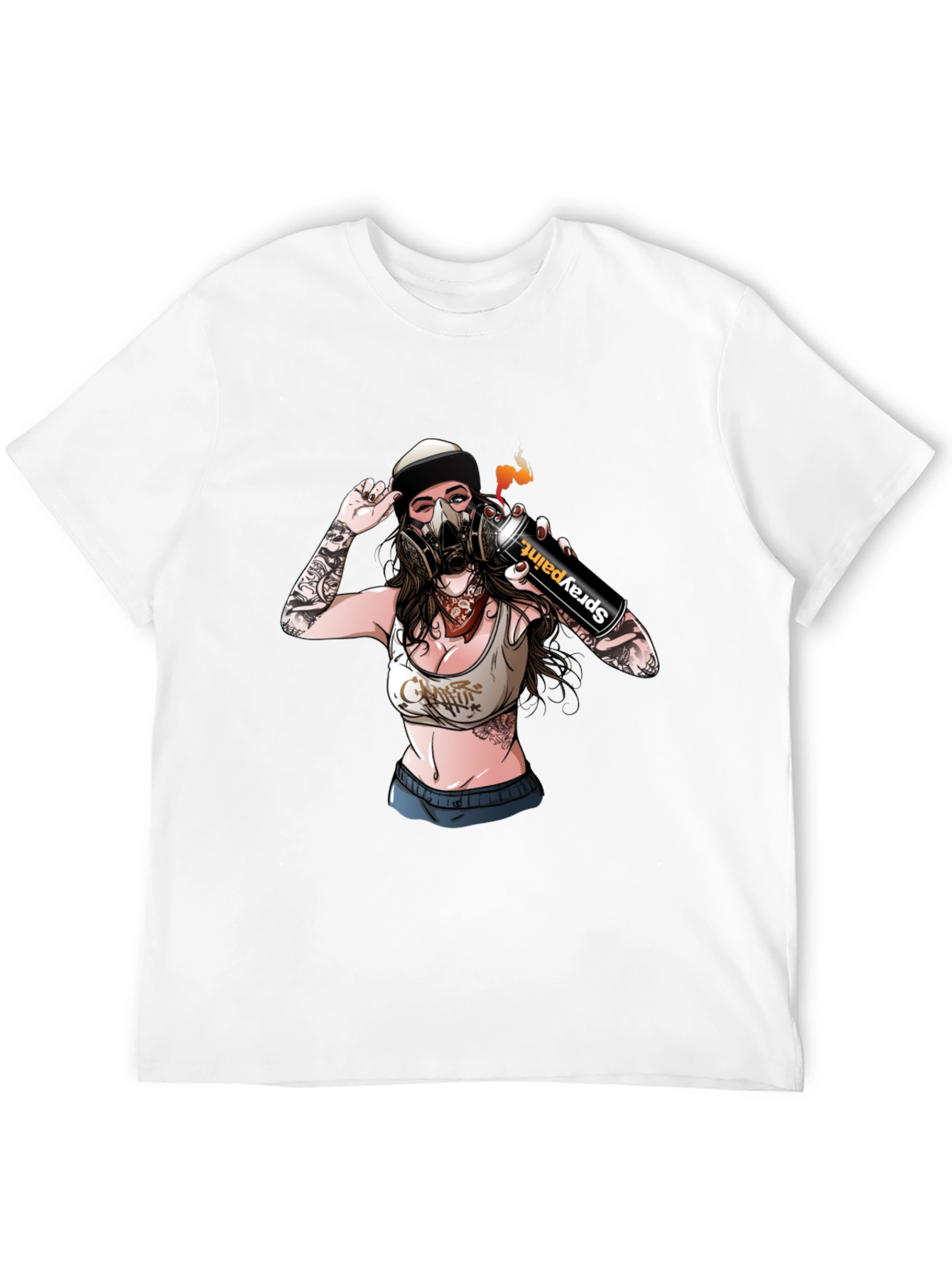 Spray Paint Girl Graphic Black T-Shirt