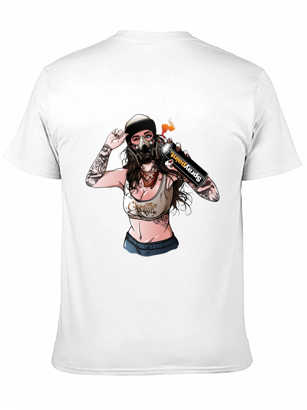 Spray Paint Girl Graphic Black T-Shirt