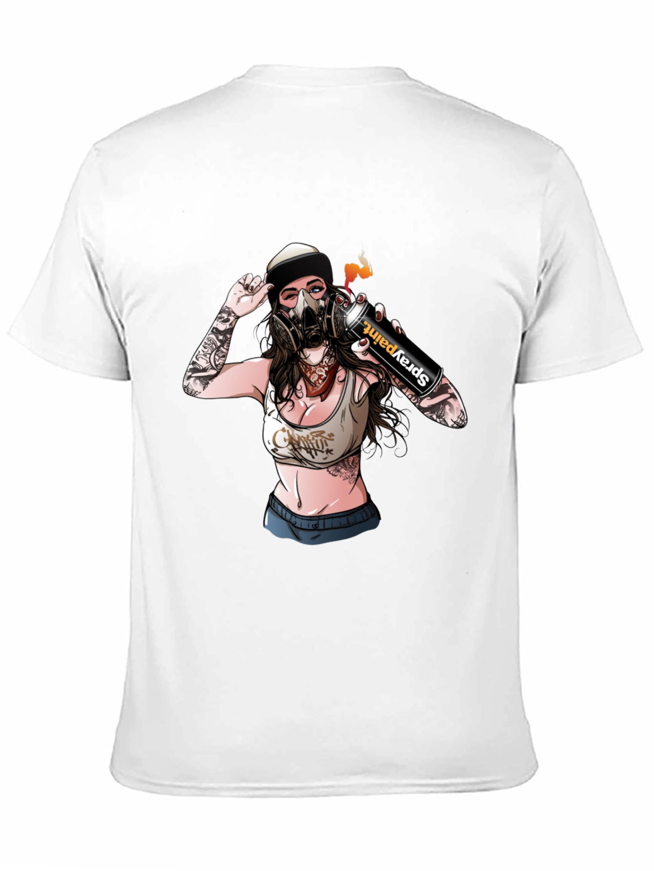 Spray Paint Girl Graphic Black T-Shirt