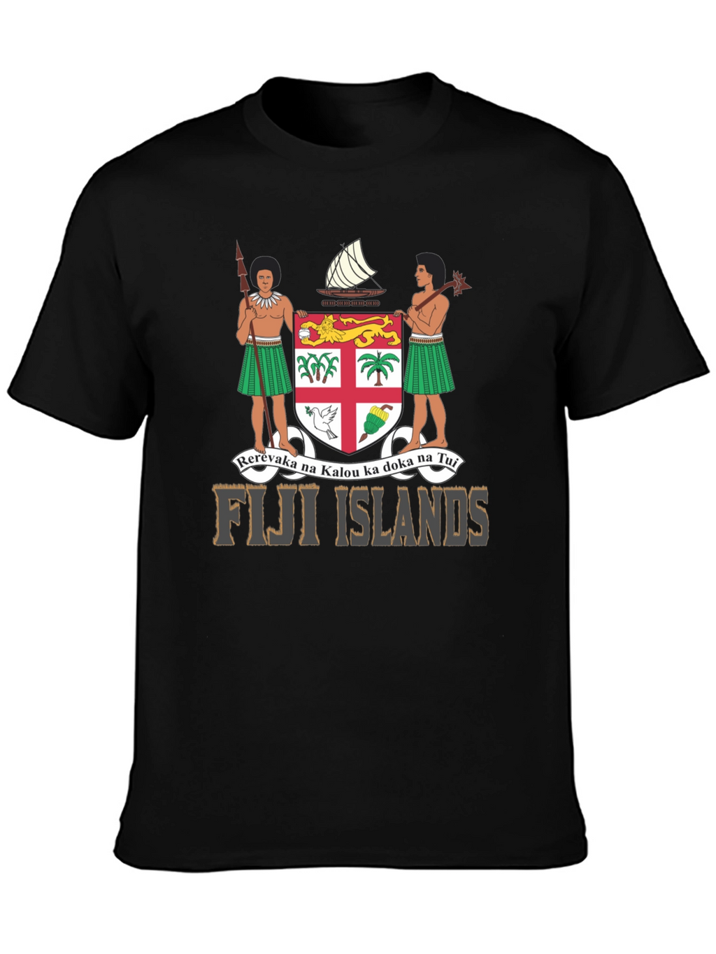 Fiji Islands Coat of Arms Black T-Shirt