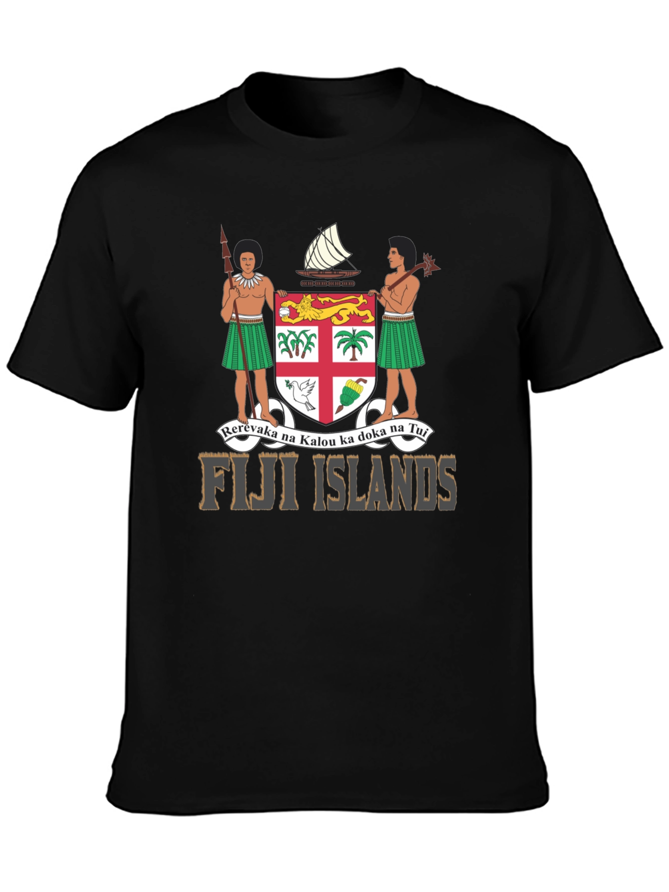 Fiji Islands Coat of Arms Black T-Shirt
