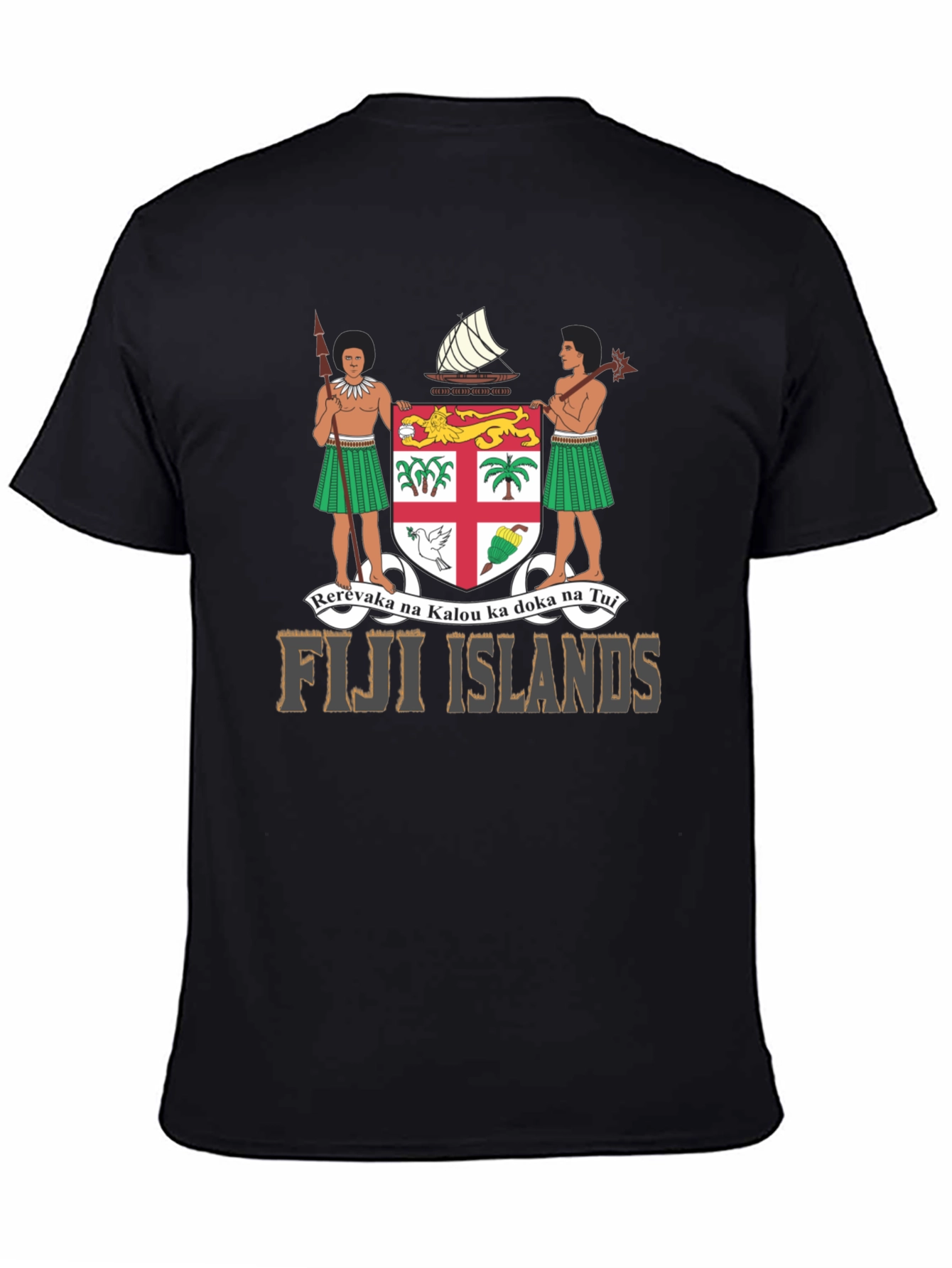 Fiji Islands Coat of Arms Black T-Shirt