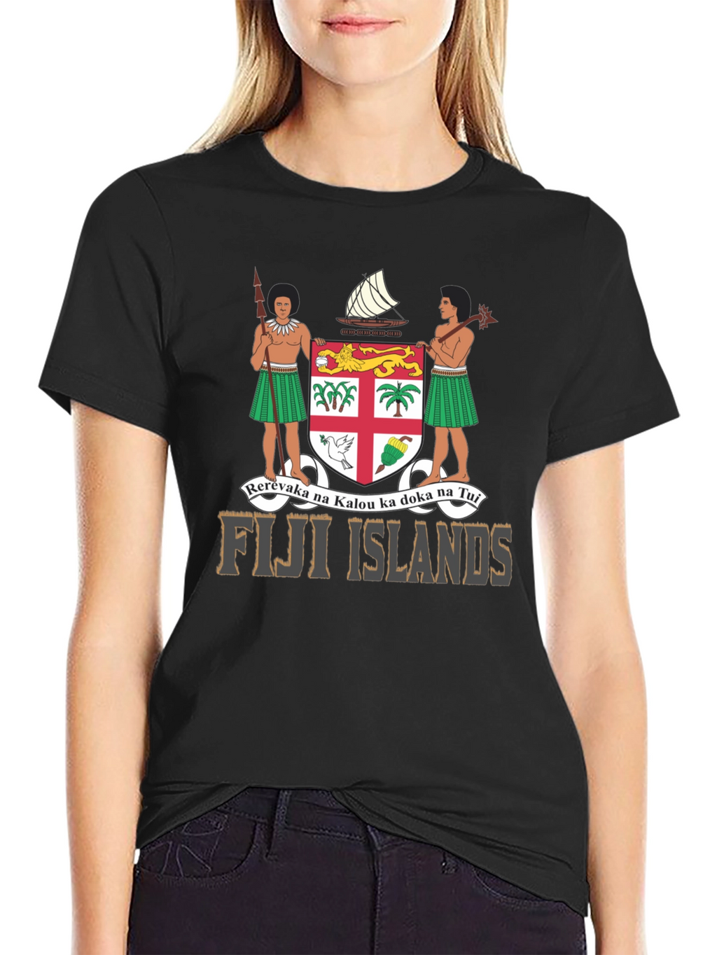 Fiji Islands Coat of Arms Black T-Shirt