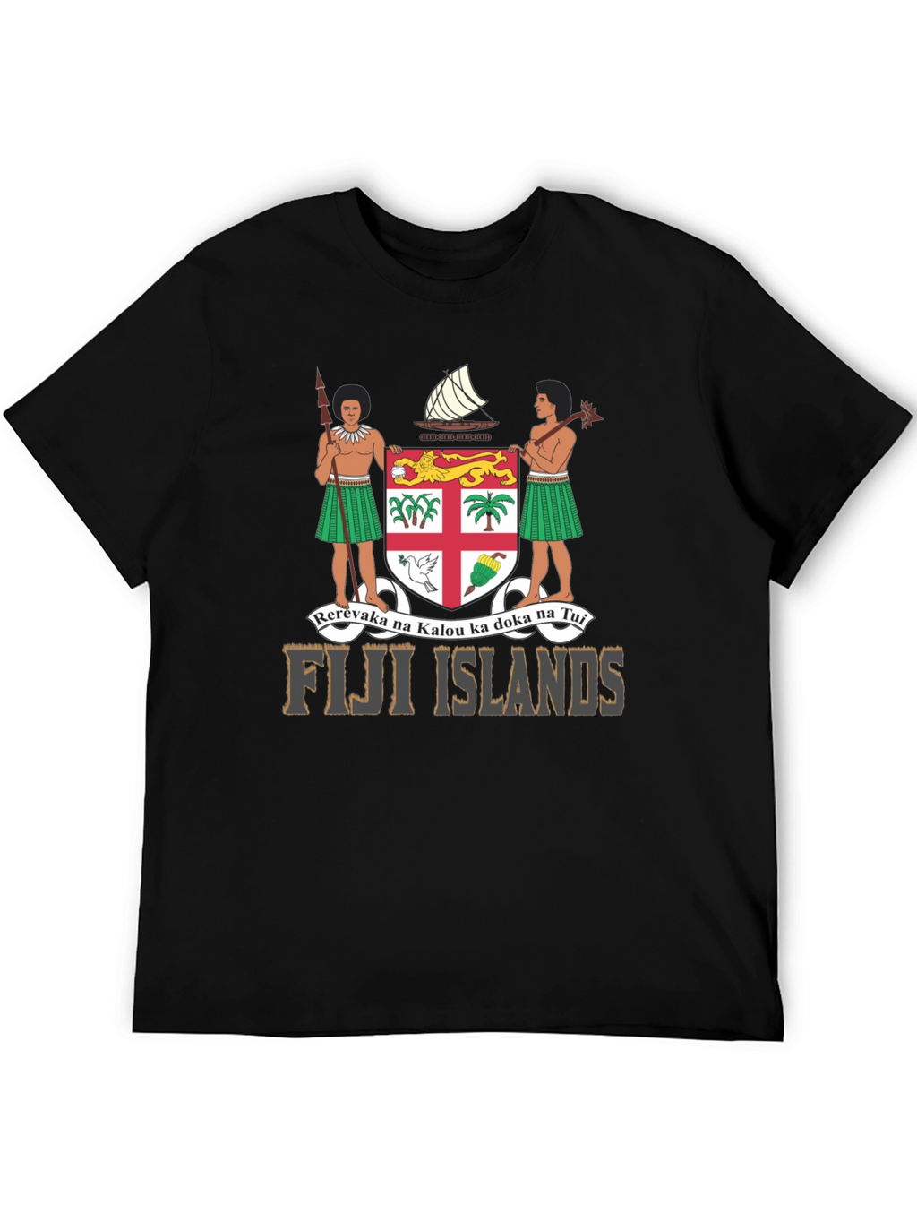 Fiji Islands Coat of Arms Black T-Shirt